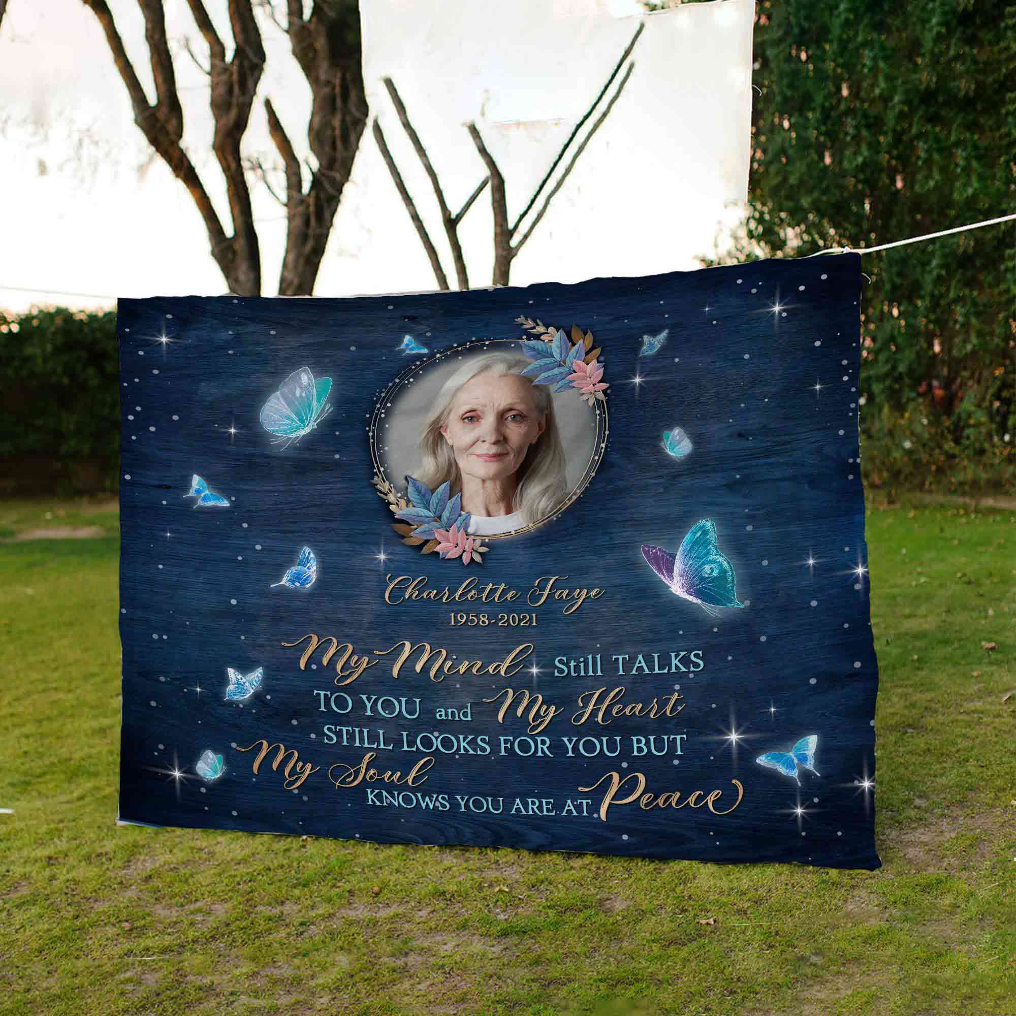 Loss Of Mother Butterfly Memorial Blankets Personalized, In Memory Sympathy Blanket