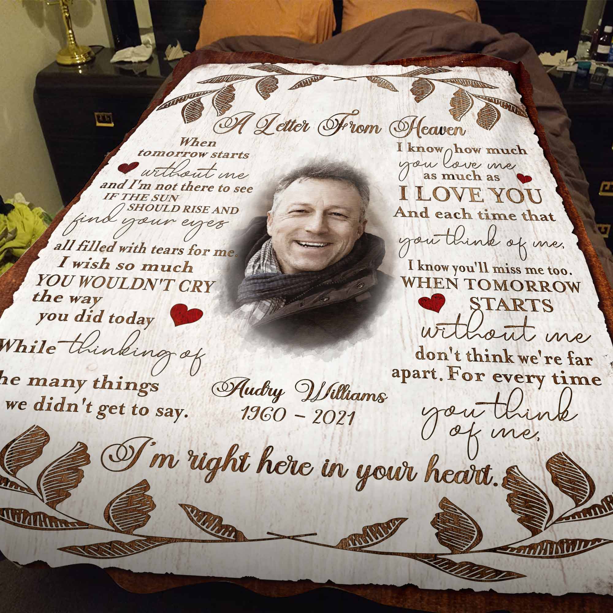 Letter From Heaven Personalized Memorial Blankets, In Memory Blanket For Loss Of Father