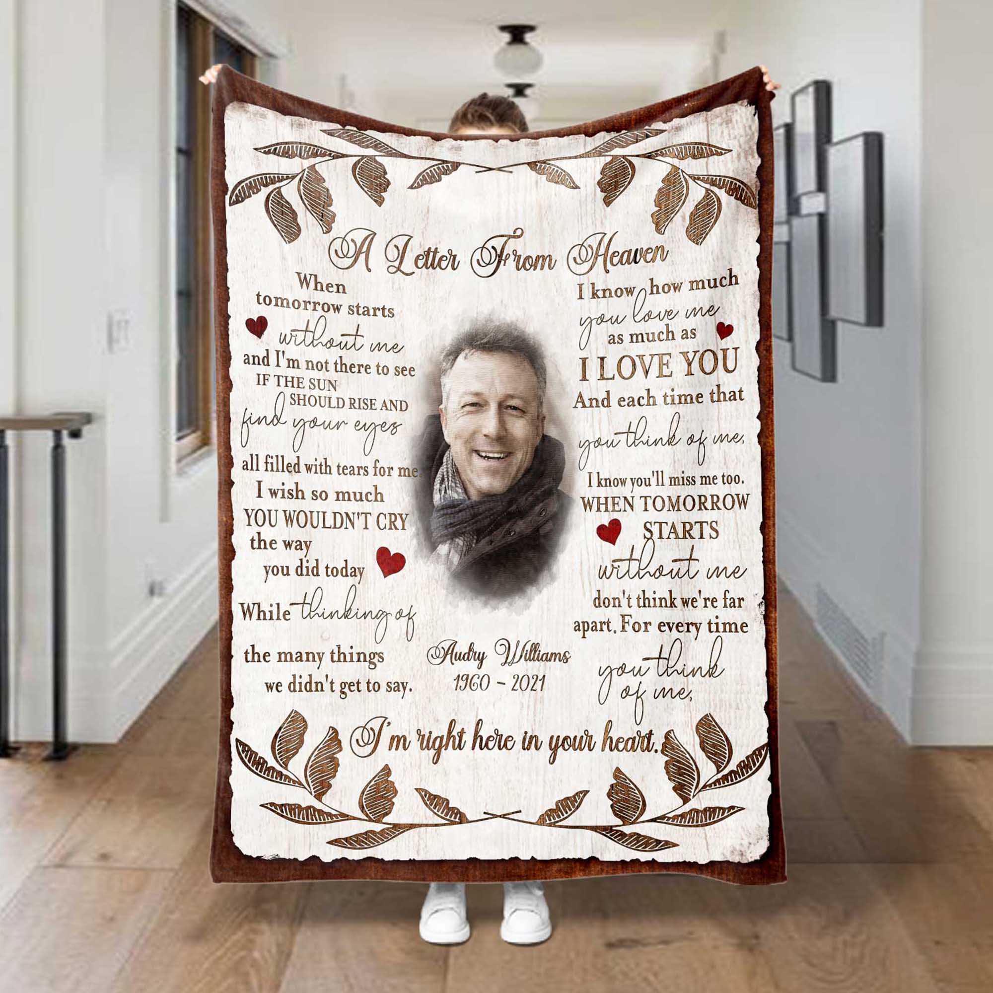 Letter From Heaven Personalized Memorial Blankets, In Memory Blanket For Loss Of Father