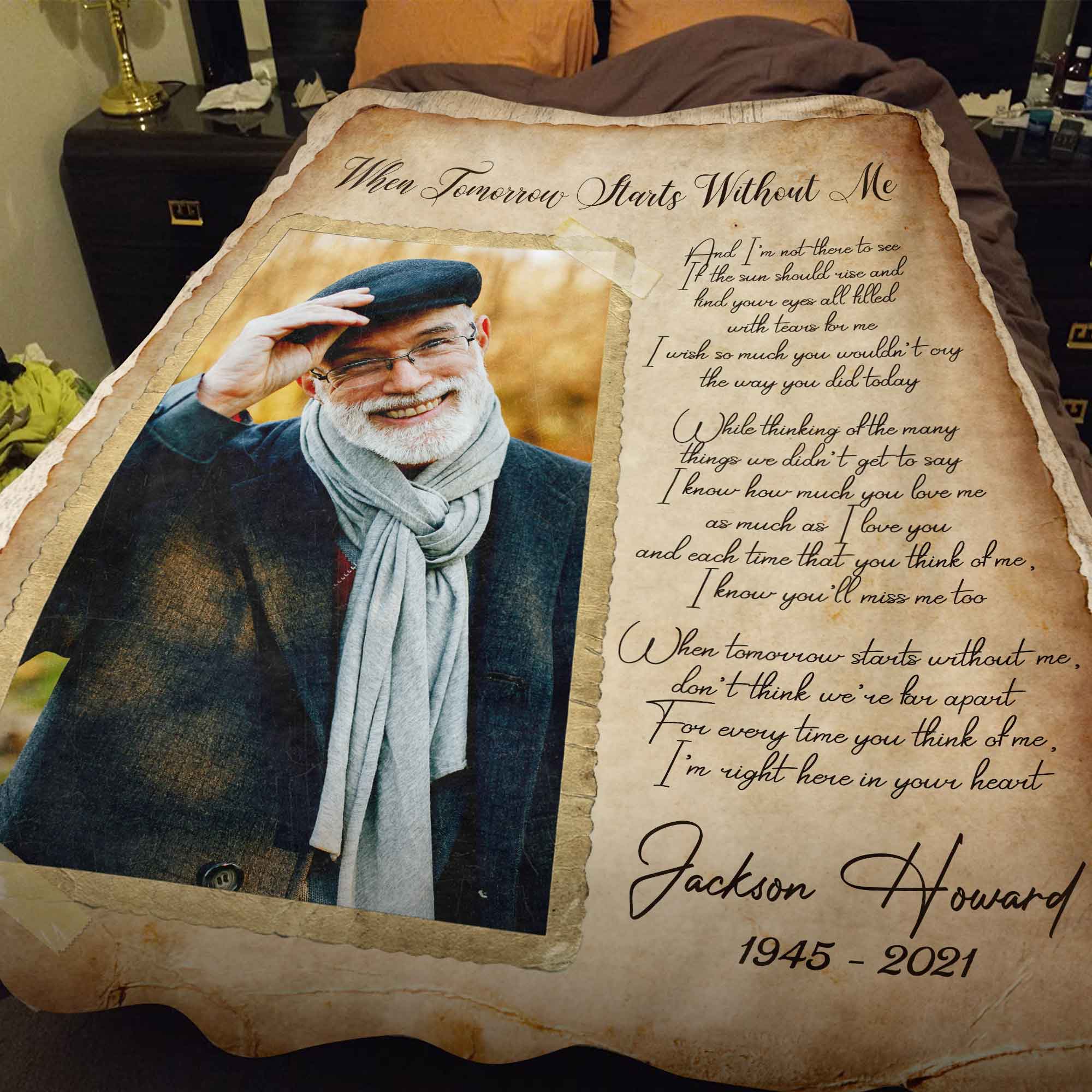 Personalized Memorial Blankets, Letter From Heaven Sympathy Blankets For Loss Of Father
