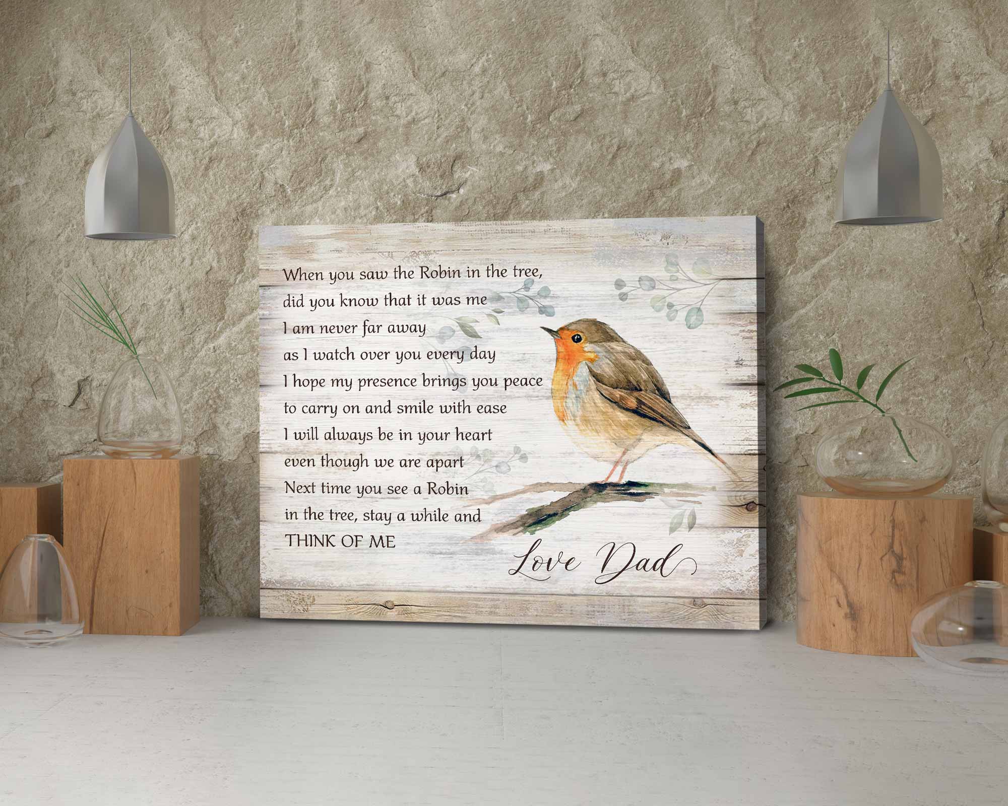Personalized In Memory Gifts For Loss Of Father, Custom Memorial Canvas, In Loving Memory Wall Decor