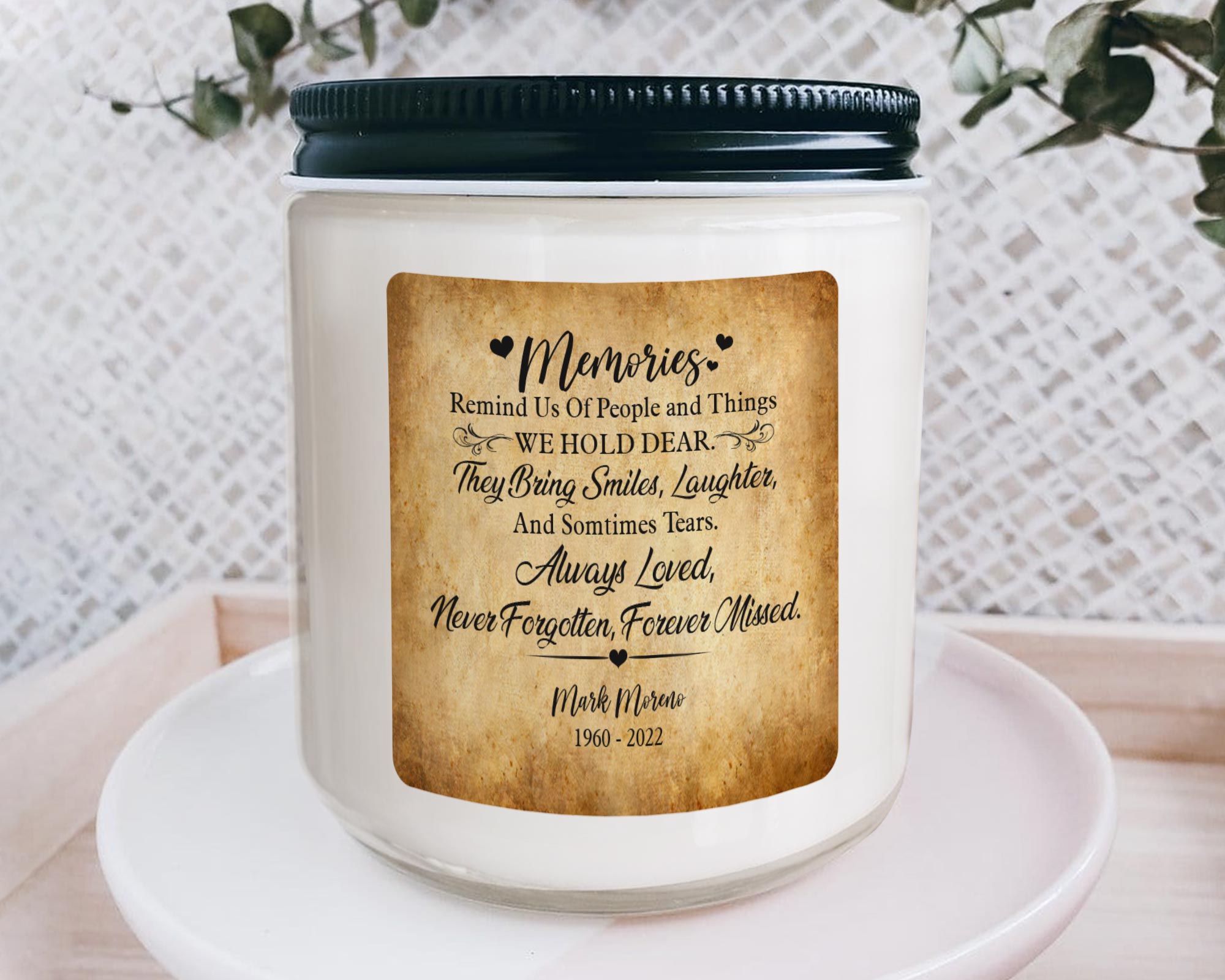 Personalized Memorial Candle Loss Of Father, Custom Candle Fathers Day Gift, Funeral Memorial Candle