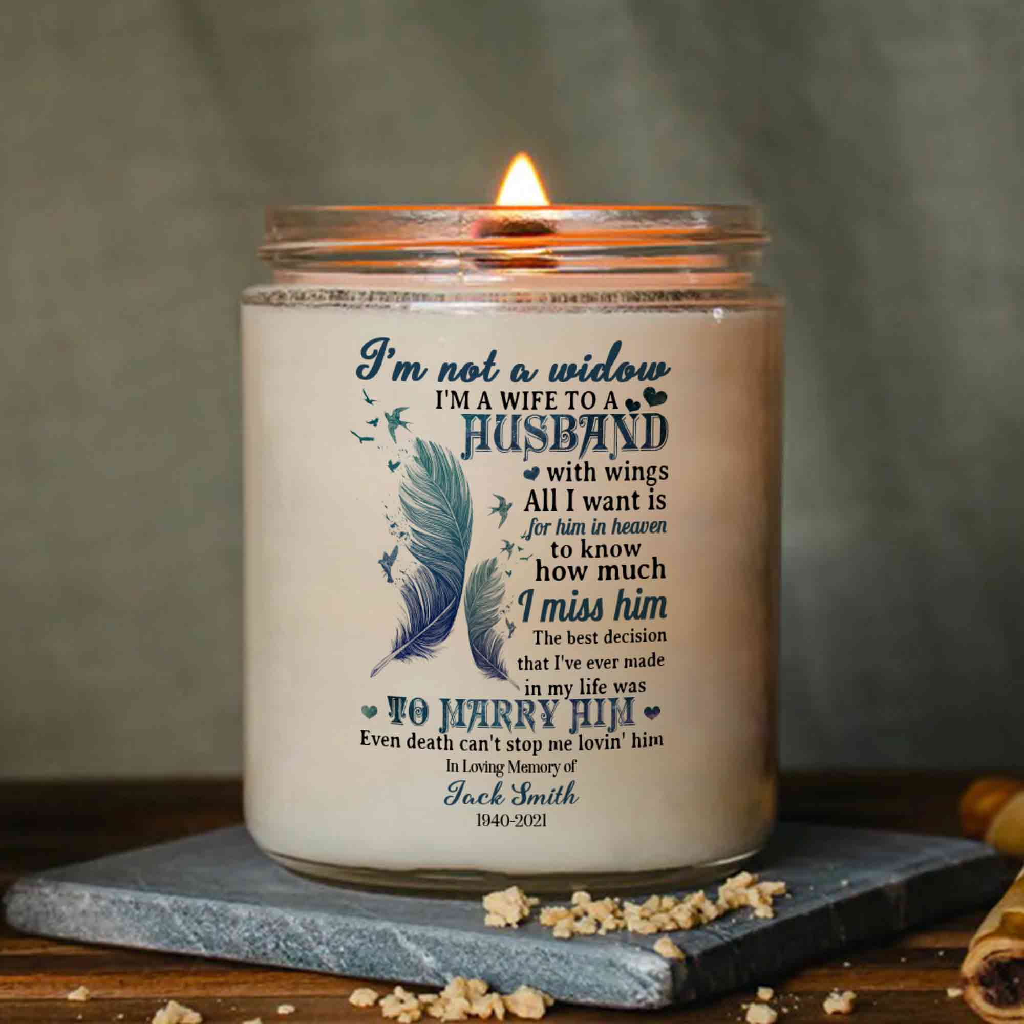 Personalized Memorial Candle Loss Of Husband,  I'm Not A Widow Remembrance Candle, Candle In Memory Of A Loved One
