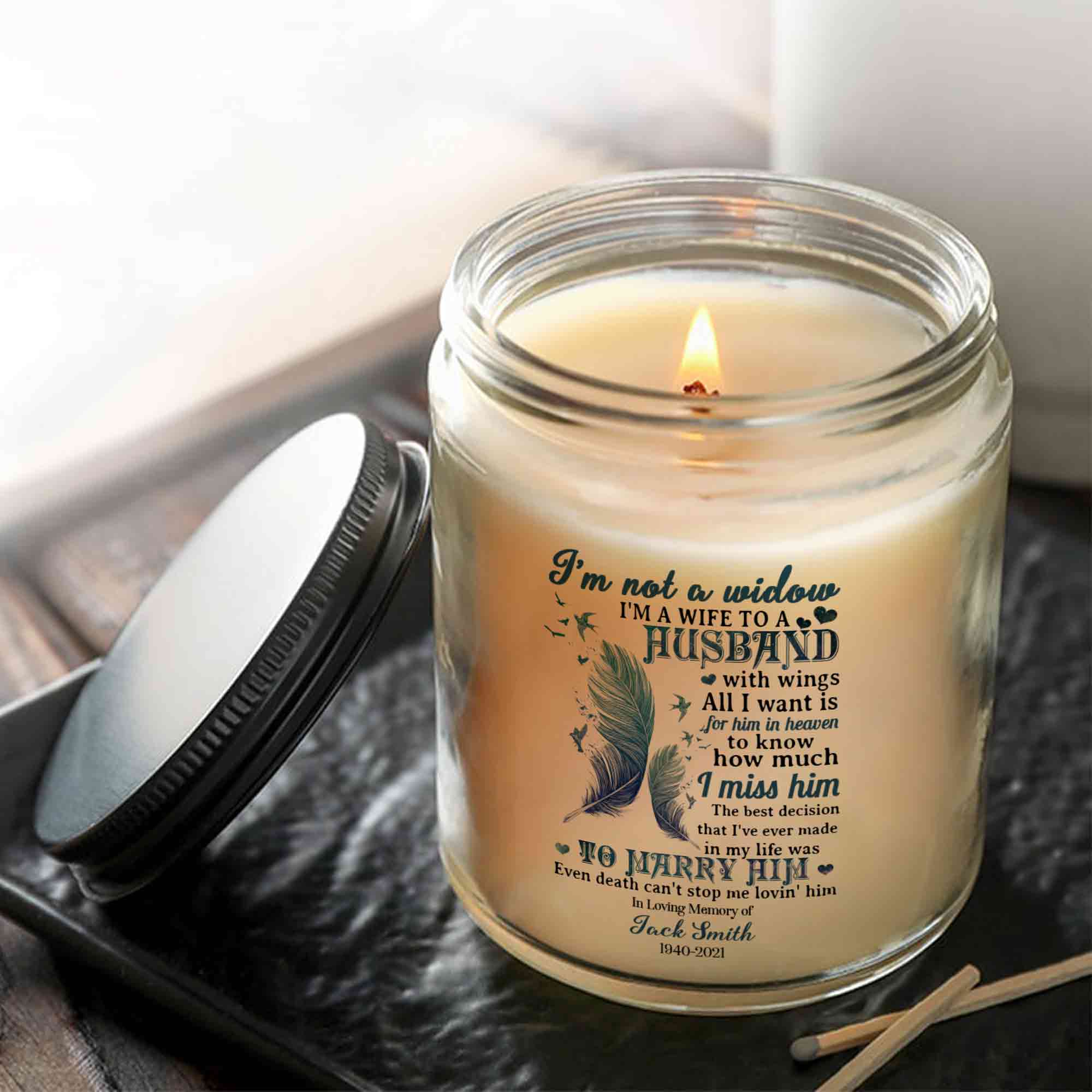 Personalized Memorial Candle Loss Of Husband,  I'm Not A Widow Remembrance Candle, Candle In Memory Of A Loved One