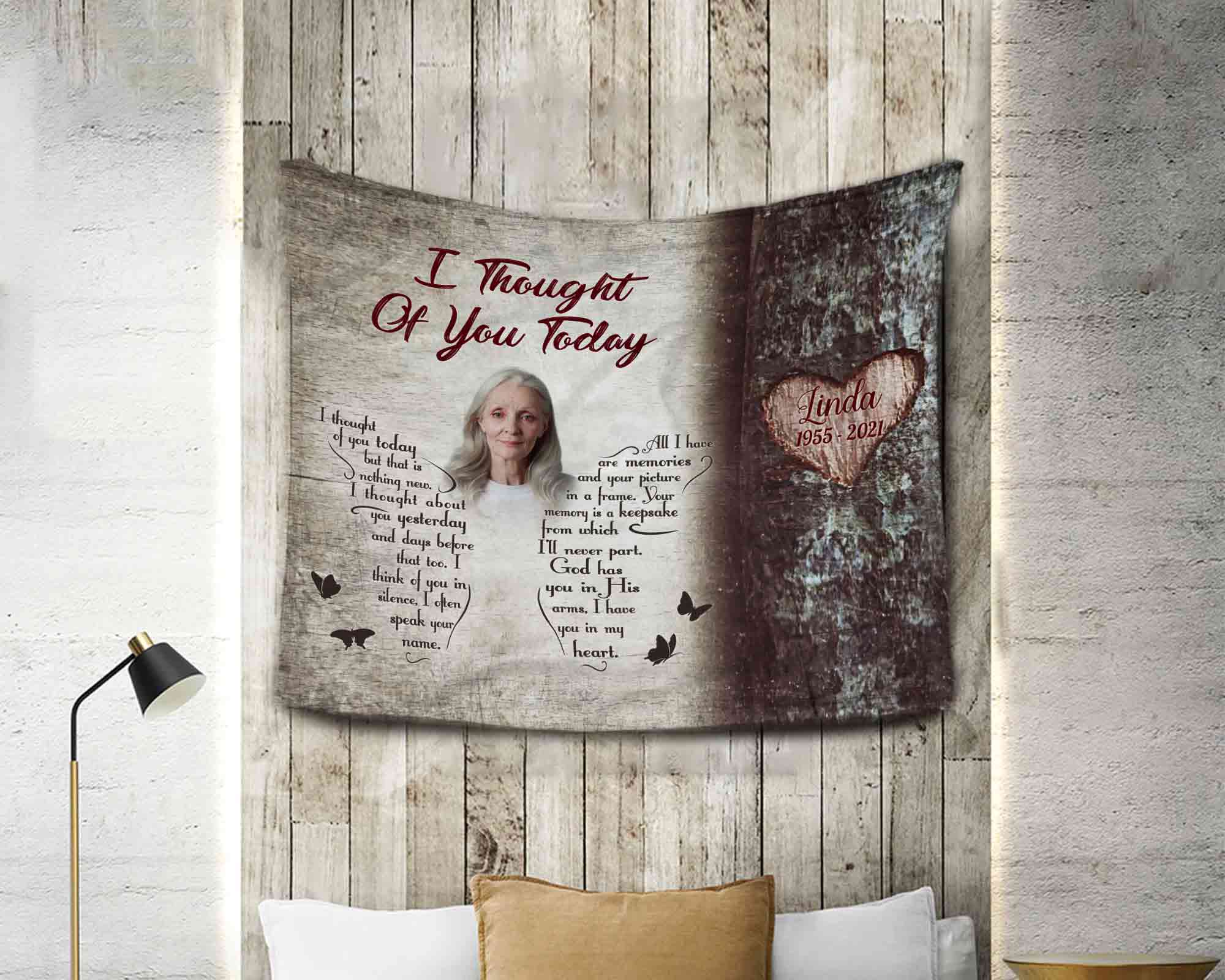 Loss Of Mother Butterfly Personalized Memorial Blankets, I Thought Of You Today Blankets