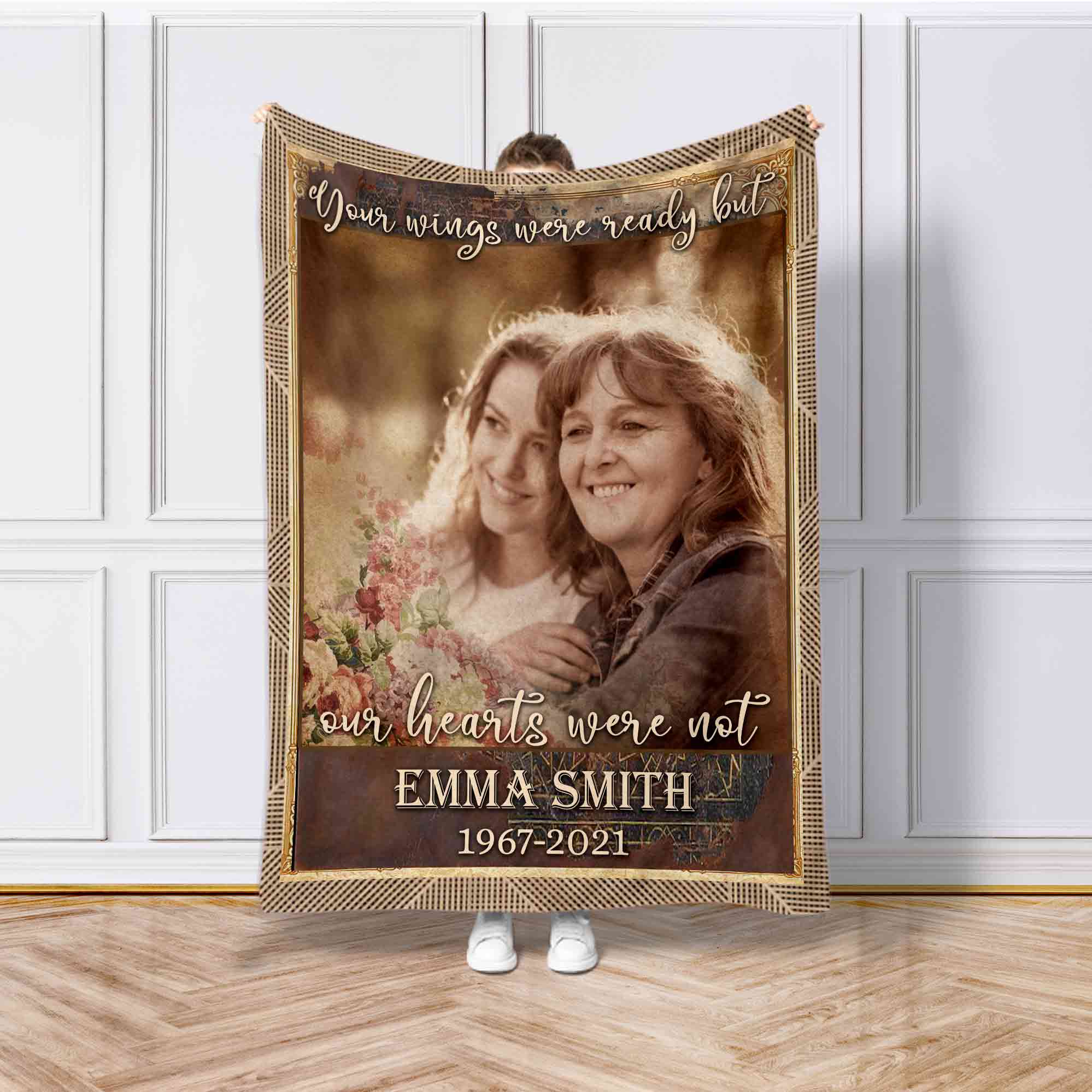 Loss Of Mother Memorial Blanket With Picture, Remembrance Memorial Blankets, In Loving Memory Photo Blanket