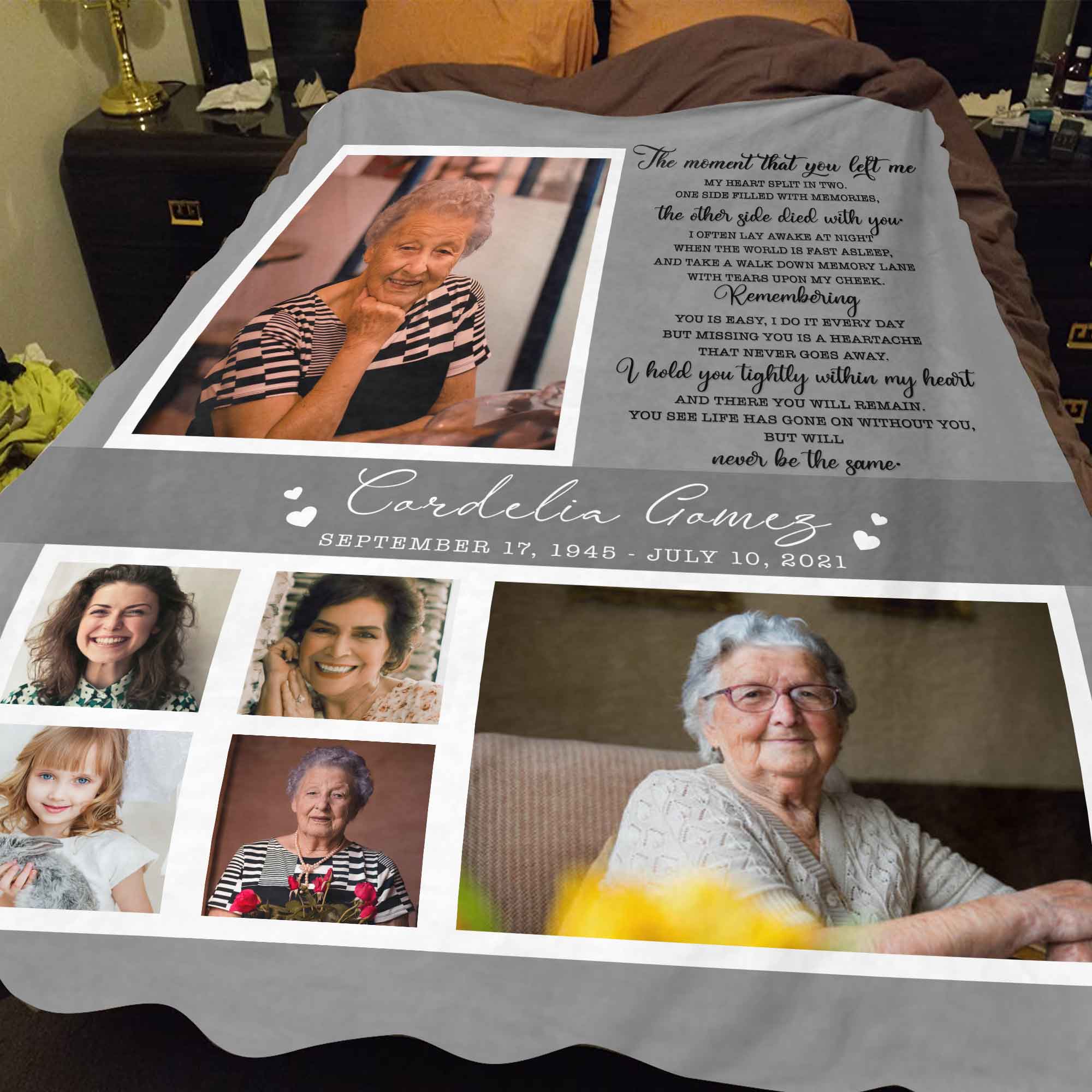 Loss Of Mother Memorial Blankets Personalized, The Moment That You Left Me Custom Photo Blanket
