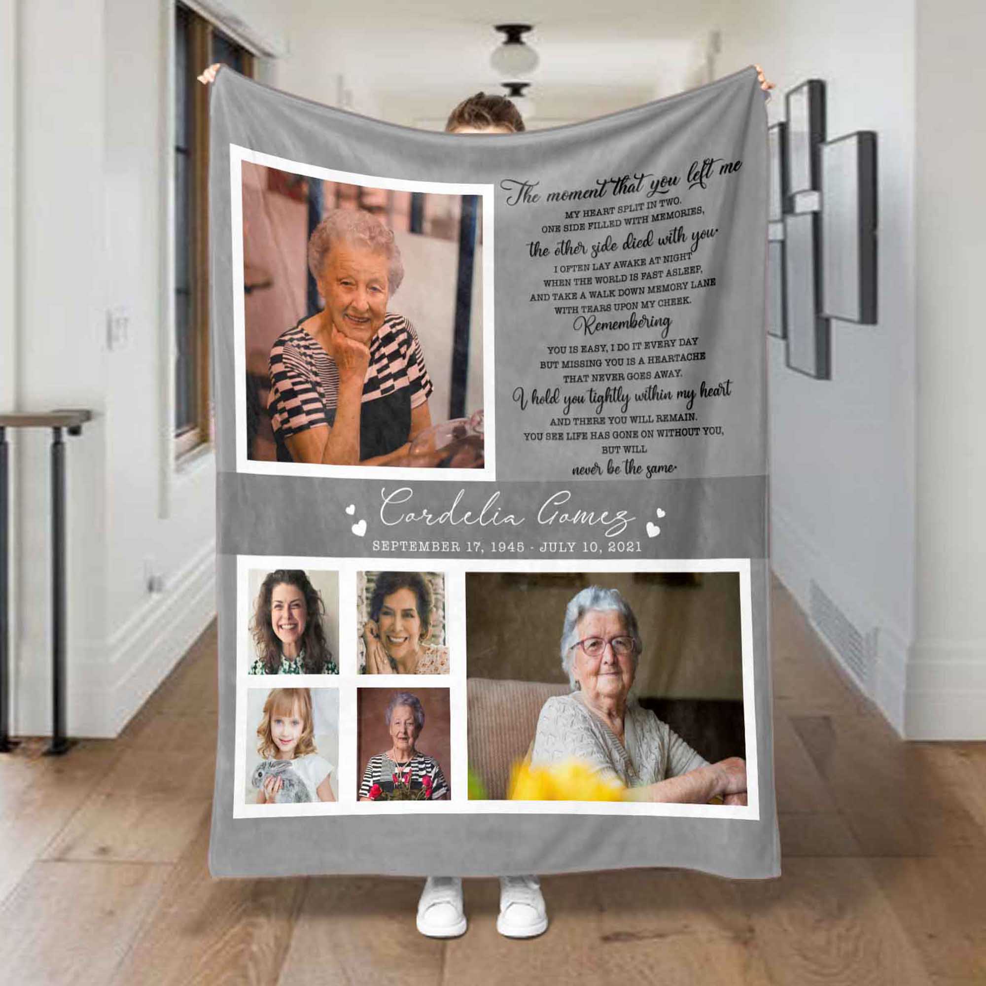 Loss Of Mother Memorial Blankets Personalized, The Moment That You Left Me Custom Photo Blanket
