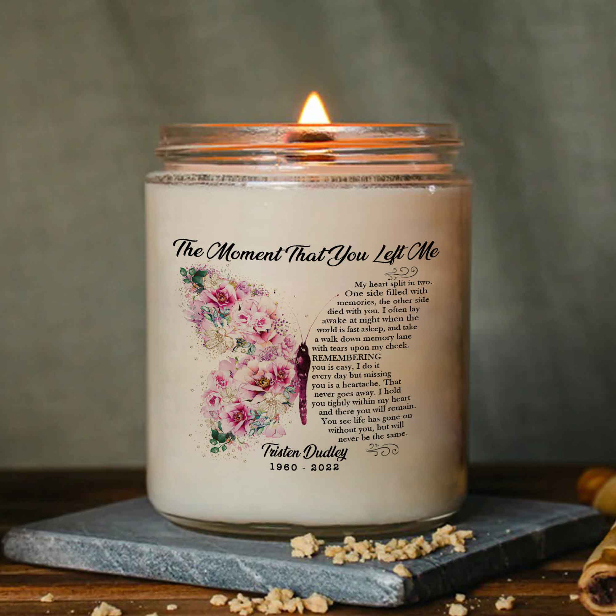 The Moment That You Left Me, Loss Of Mother Personalized Sympathy Candle, Remembrance Candle For Mothers Day Gift