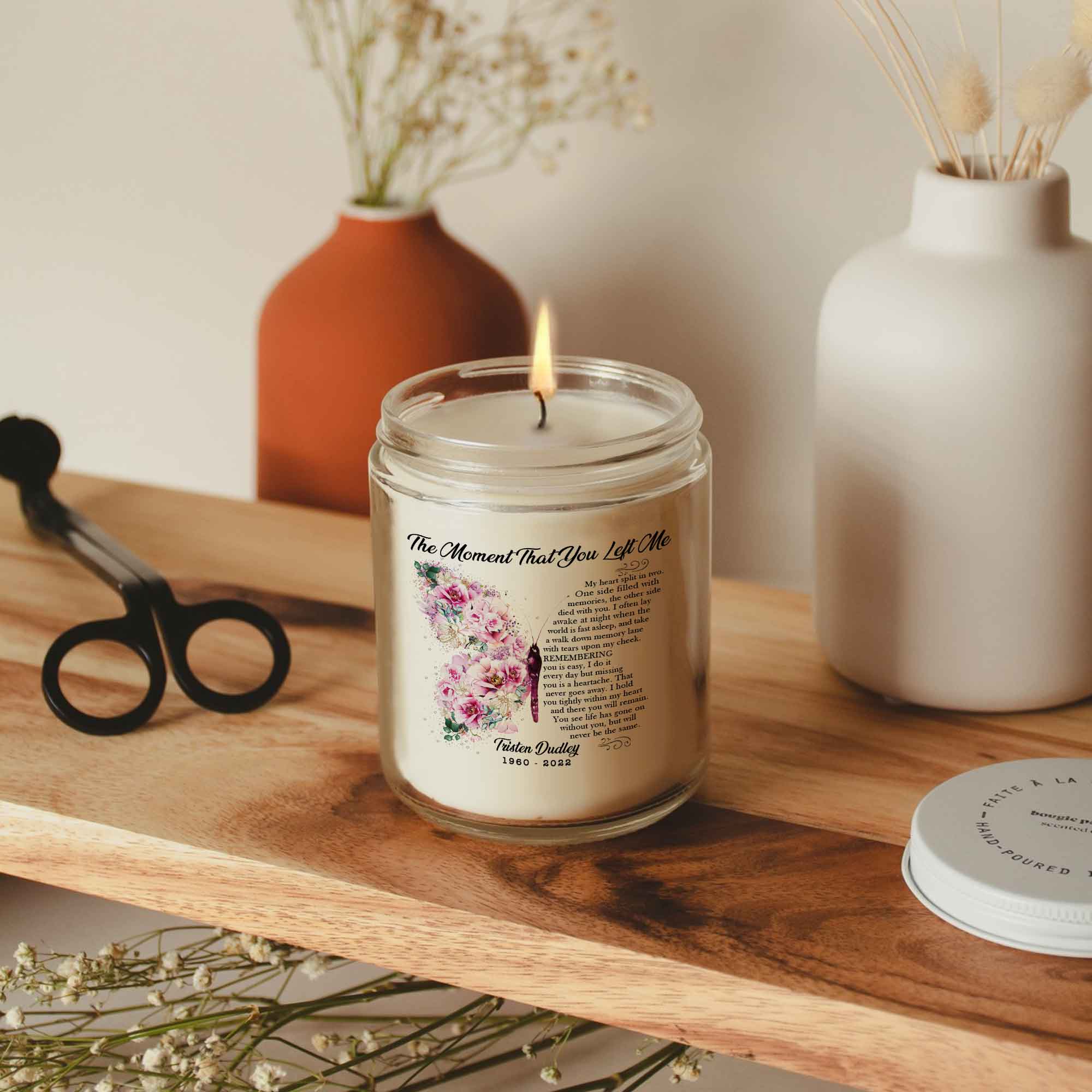 The Moment That You Left Me, Loss Of Mother Personalized Sympathy Candle, Remembrance Candle For Mothers Day Gift