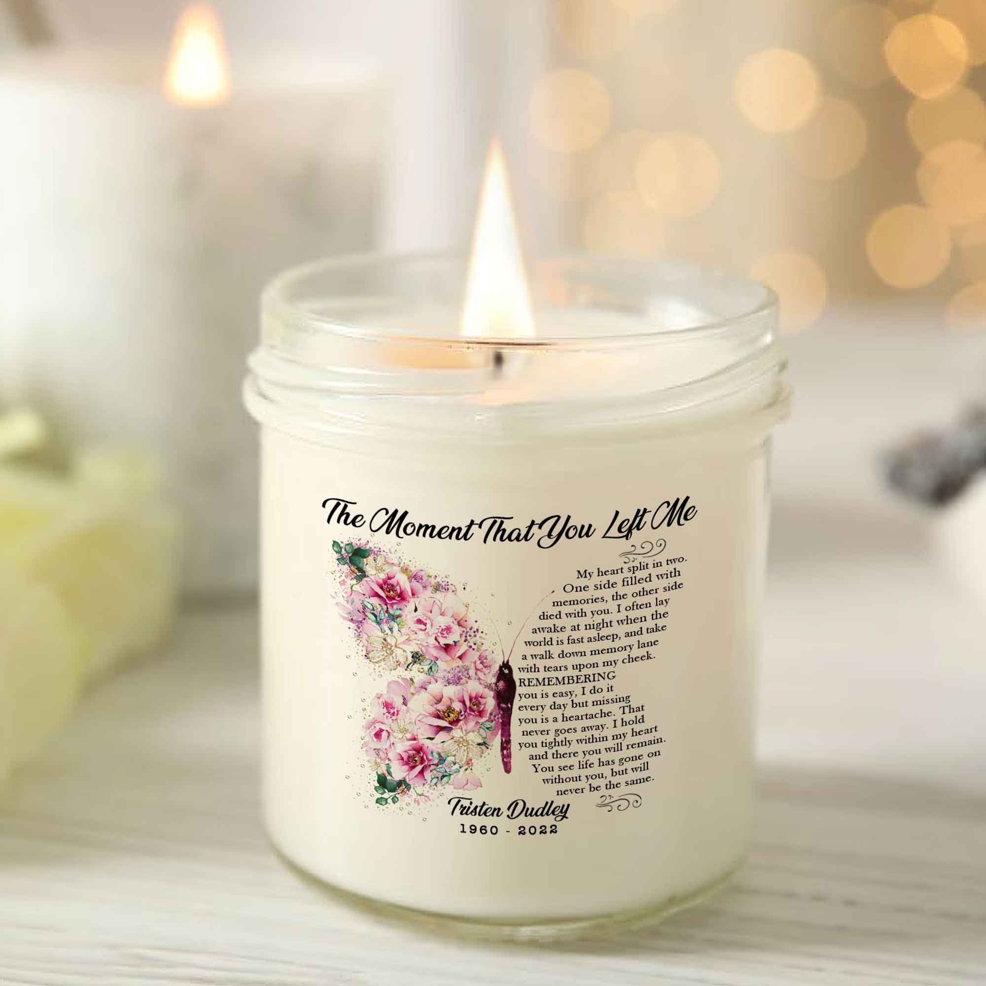 The Moment That You Left Me, Loss Of Mother Personalized Sympathy Candle, Remembrance Candle For Mothers Day Gift