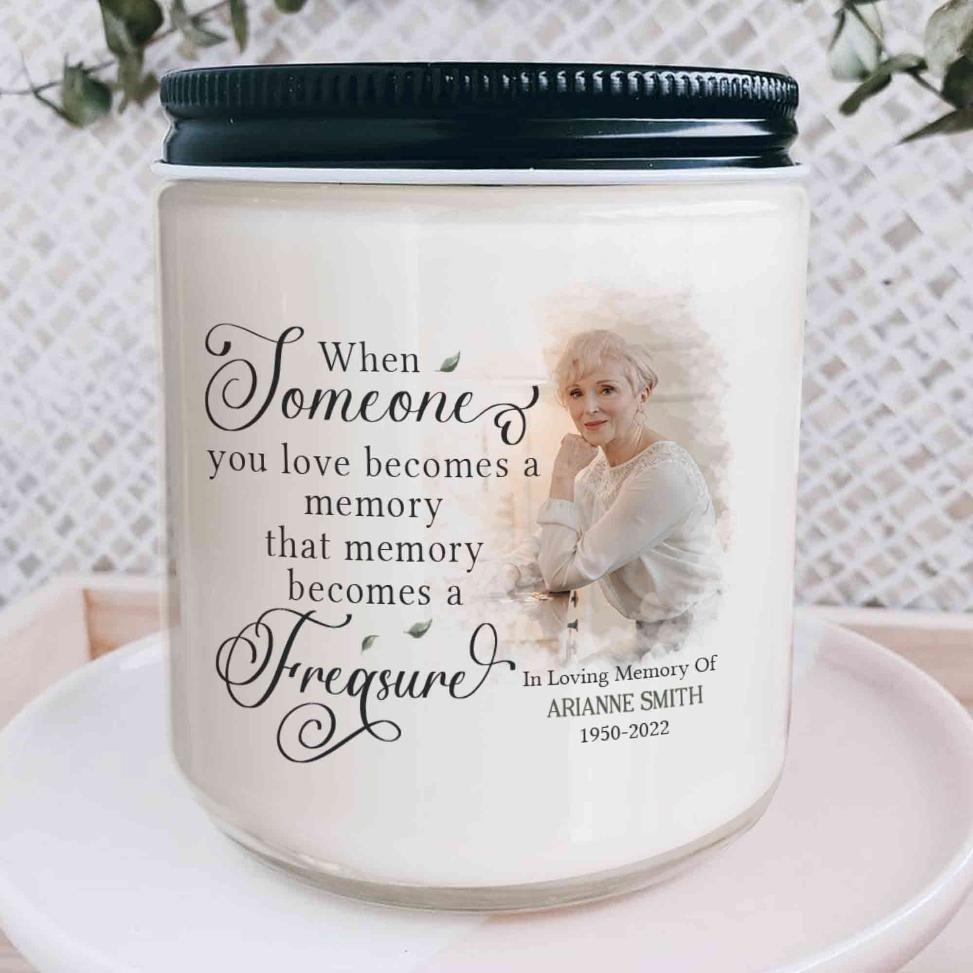 Memorial Candle With Picture For Loss Of Mother, Celebration Of Life Memorial Gifts, Unique Candle Memorial Sympathy Gifts