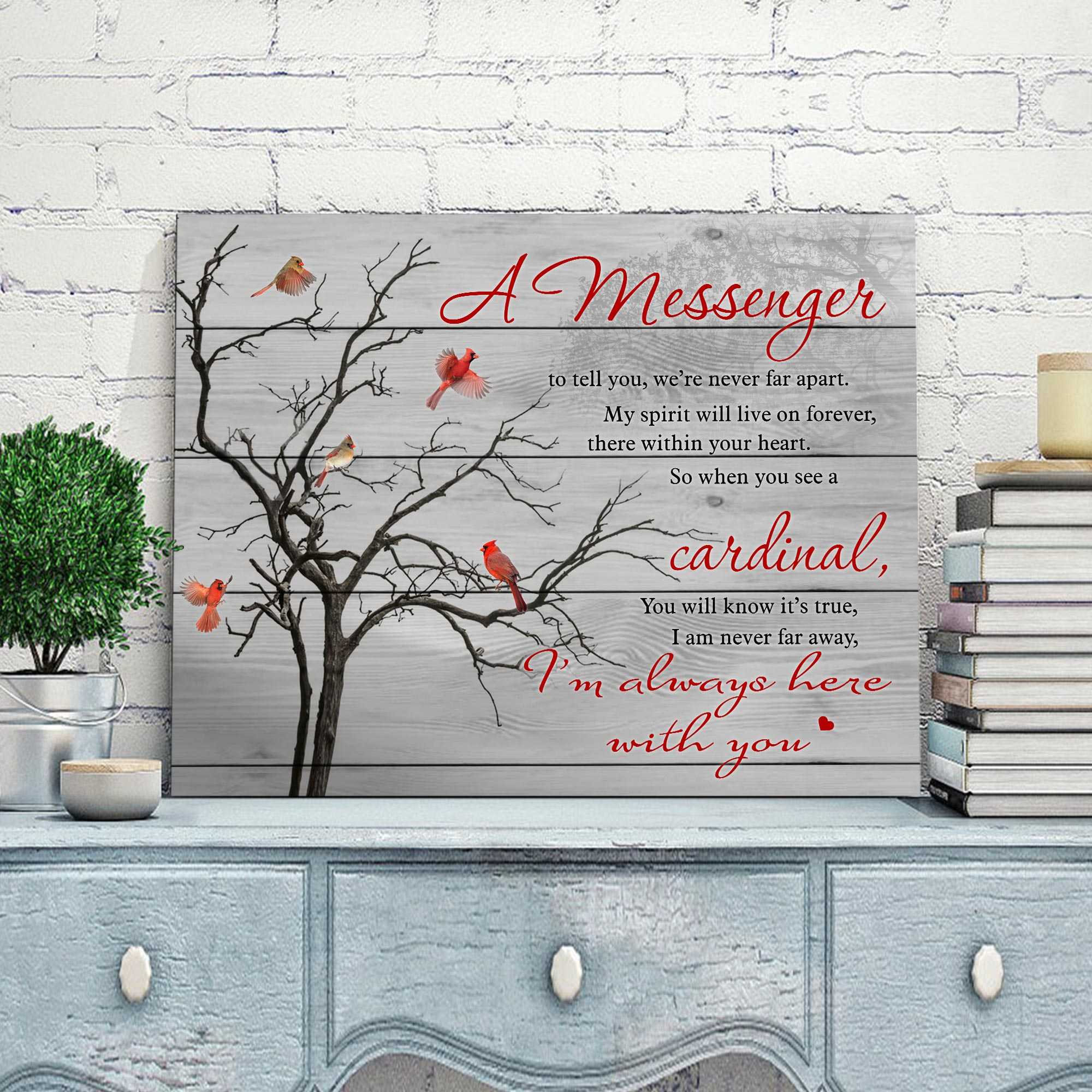 I Am Always With You Cardinal Memorial Canvas, Memorial Gift Ideas for Loss Of Loved One, In Loving Memory Canvas