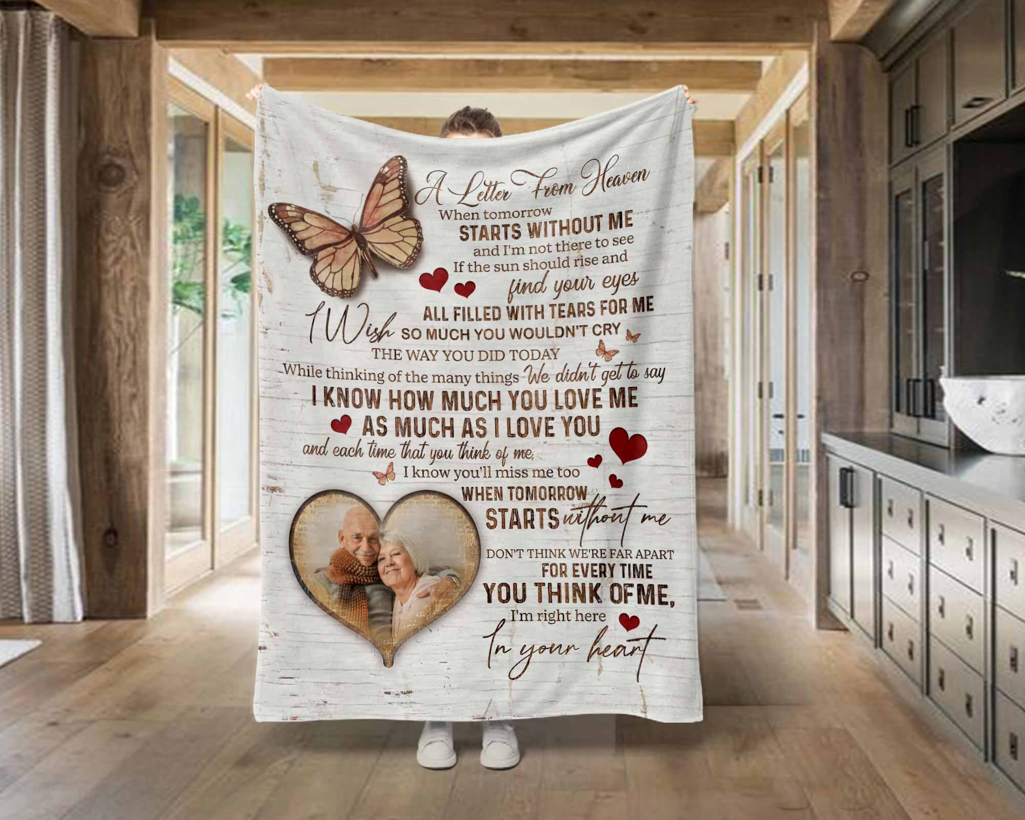Personalized Memorial Blankets For Loss Of Father, Bereavement Poem A Letter From Heaven