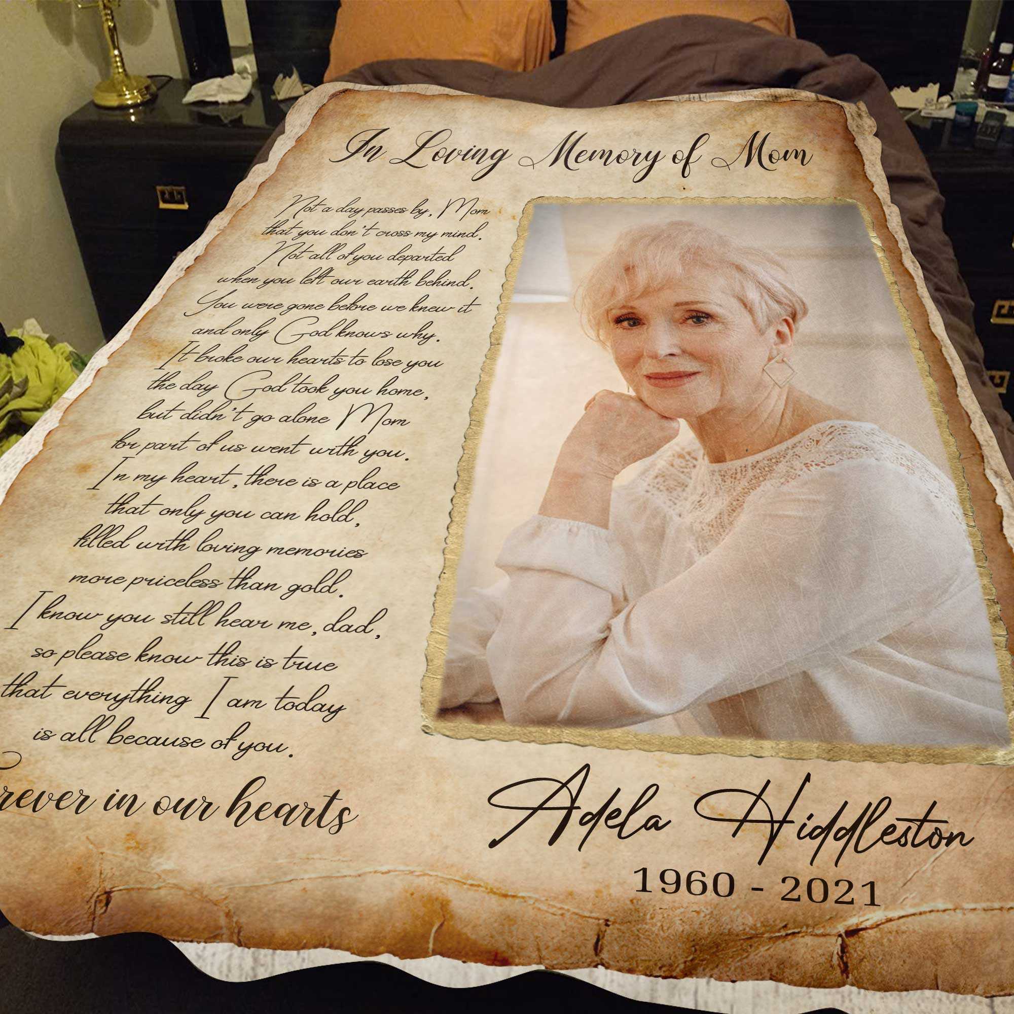 Memorial Blankets For Loss Of Mother, Forever In Our Hearts Sympathy Gifts