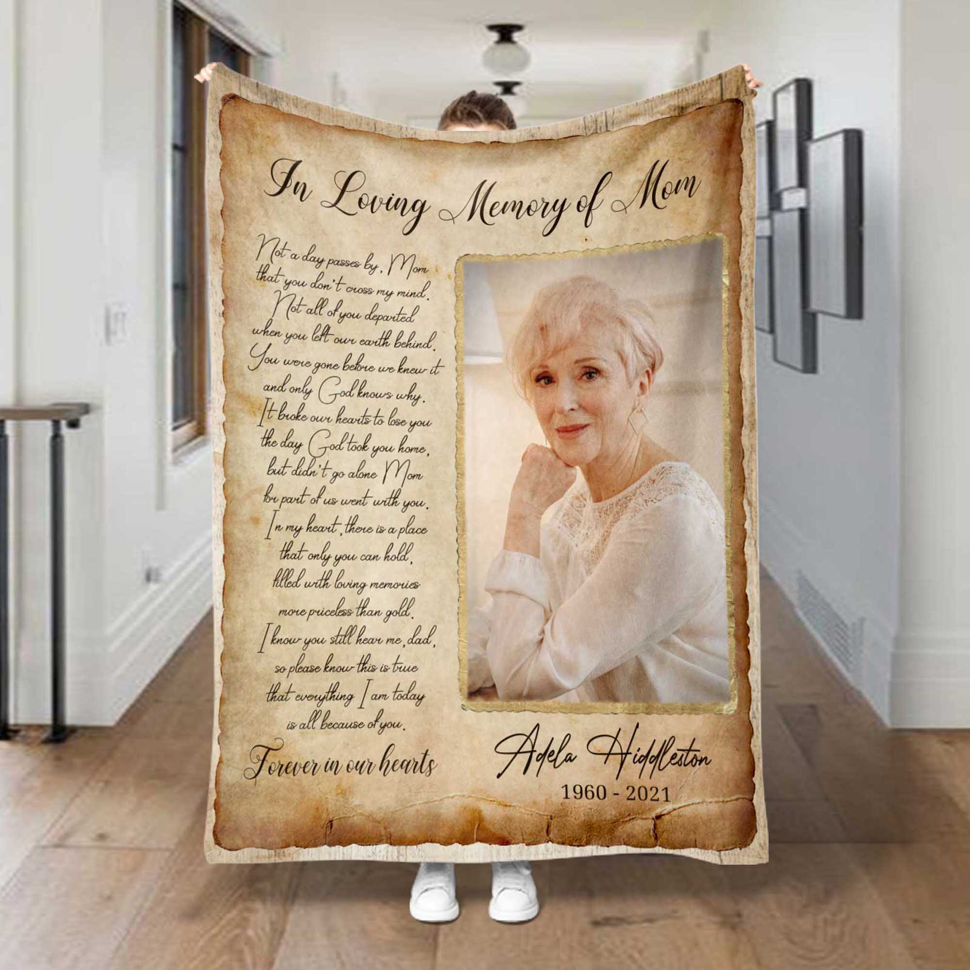 Memorial Blankets For Loss Of Mother, Forever In Our Hearts Sympathy Gifts