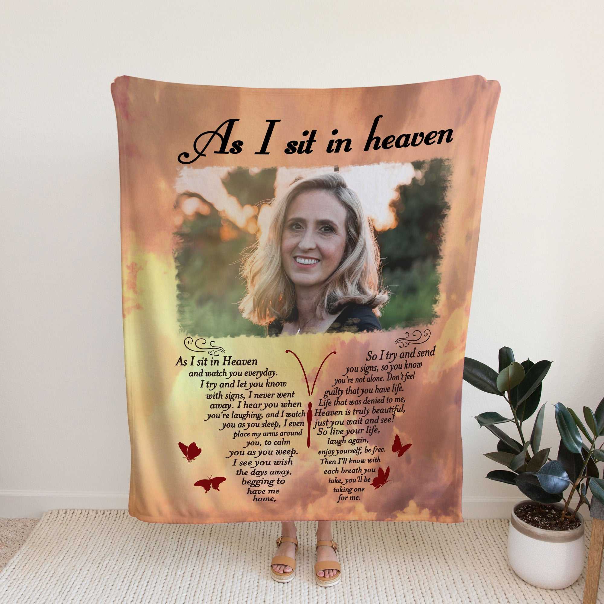 Personalized Memorial Blankets With Pictures As I Sit In Heaven Vintage For Loss Of Mother