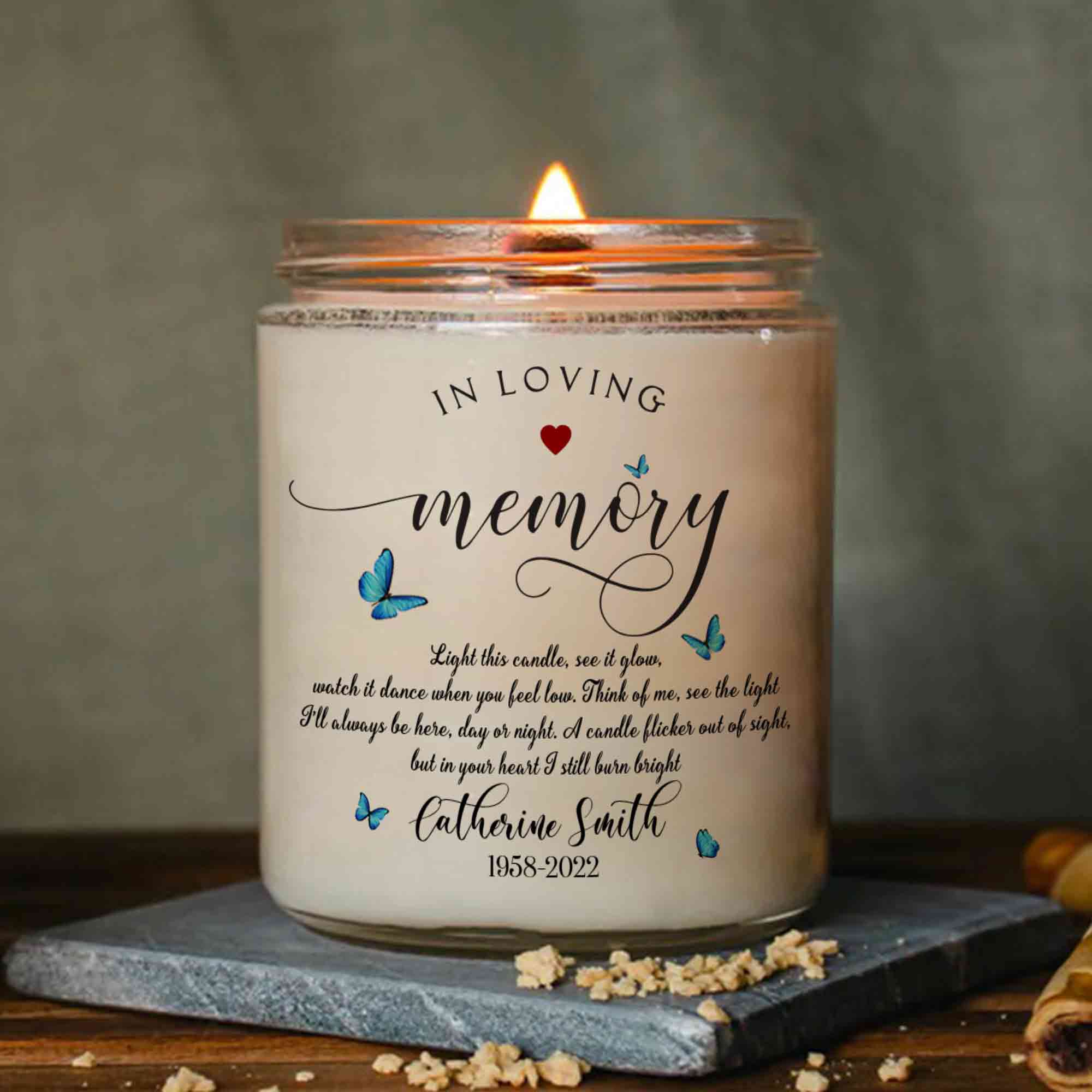 In Loving Memory Candle, Personalized Memorial Candle Condolence Gift, Sympathy Candle Gifts