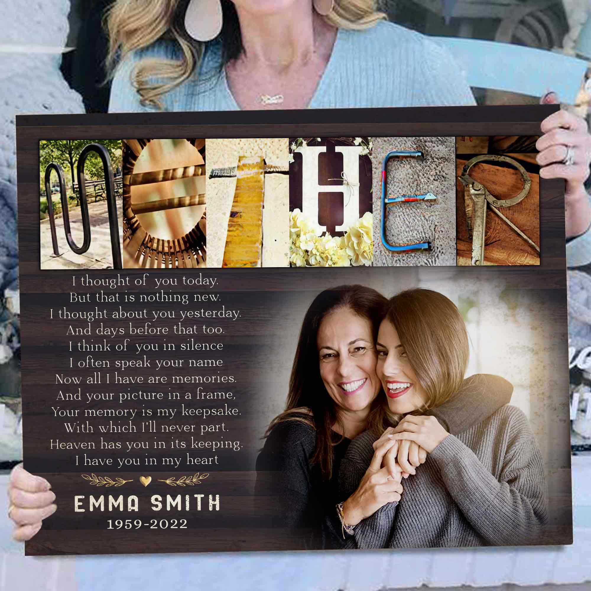 Personalized Memorial Gifts for Loss of Mother, I Thought of You Today Memorial Canvas, Mom Memorial Gifts