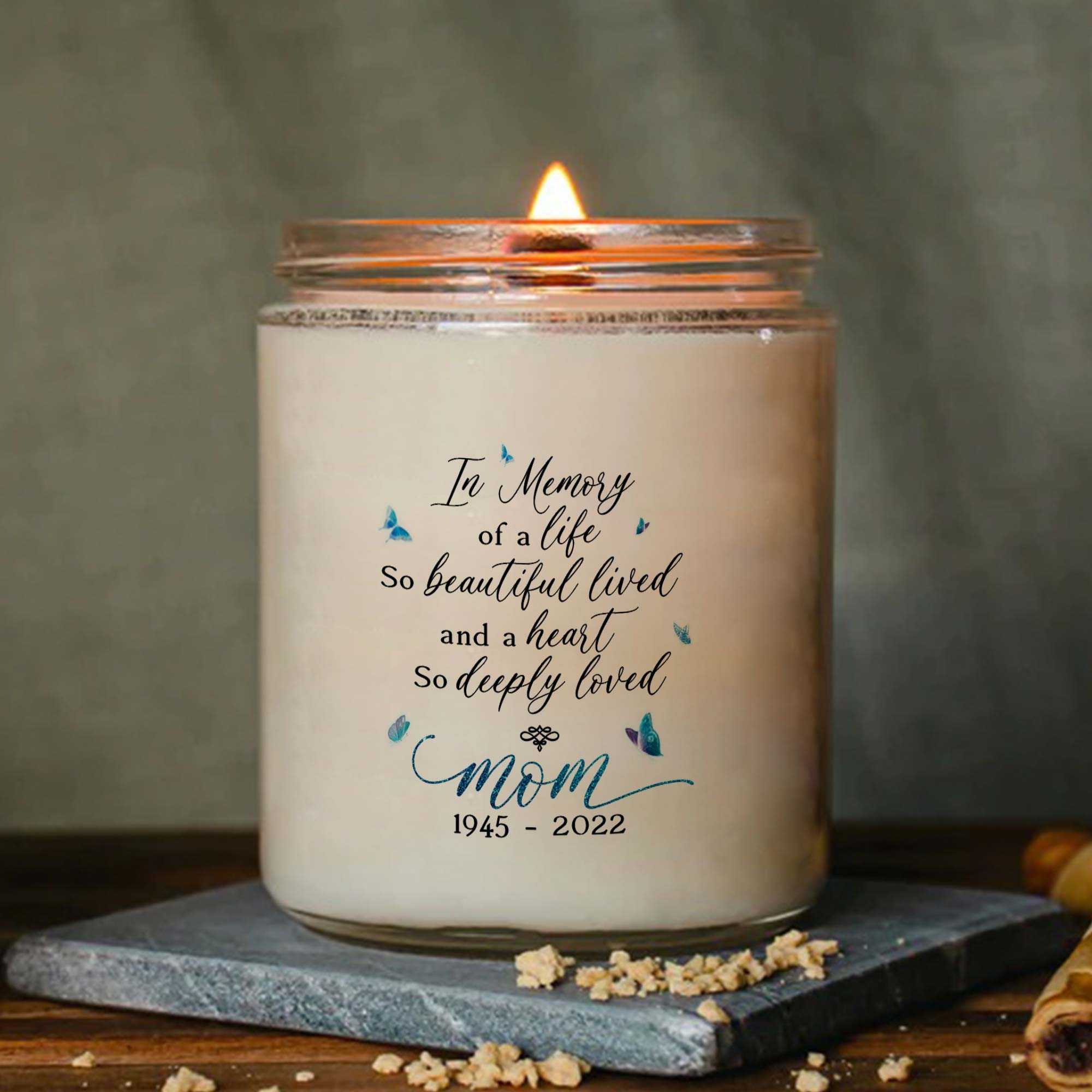 Candle Memorial For Loss Of Mother, Personalized Memorial Candle Mothers Day Gift, Sympathy Candle