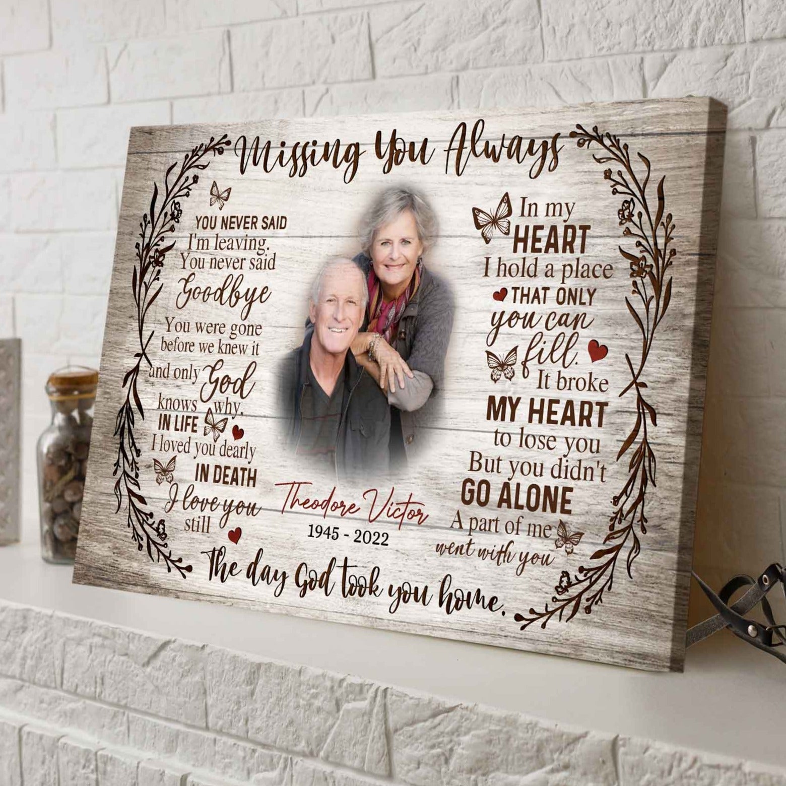 Missing You Always In Loving Memory Photo Canvas For Loss Of Mother, Memorial Wall Decor Mothers Day Gift, Canvas Memorial Prints