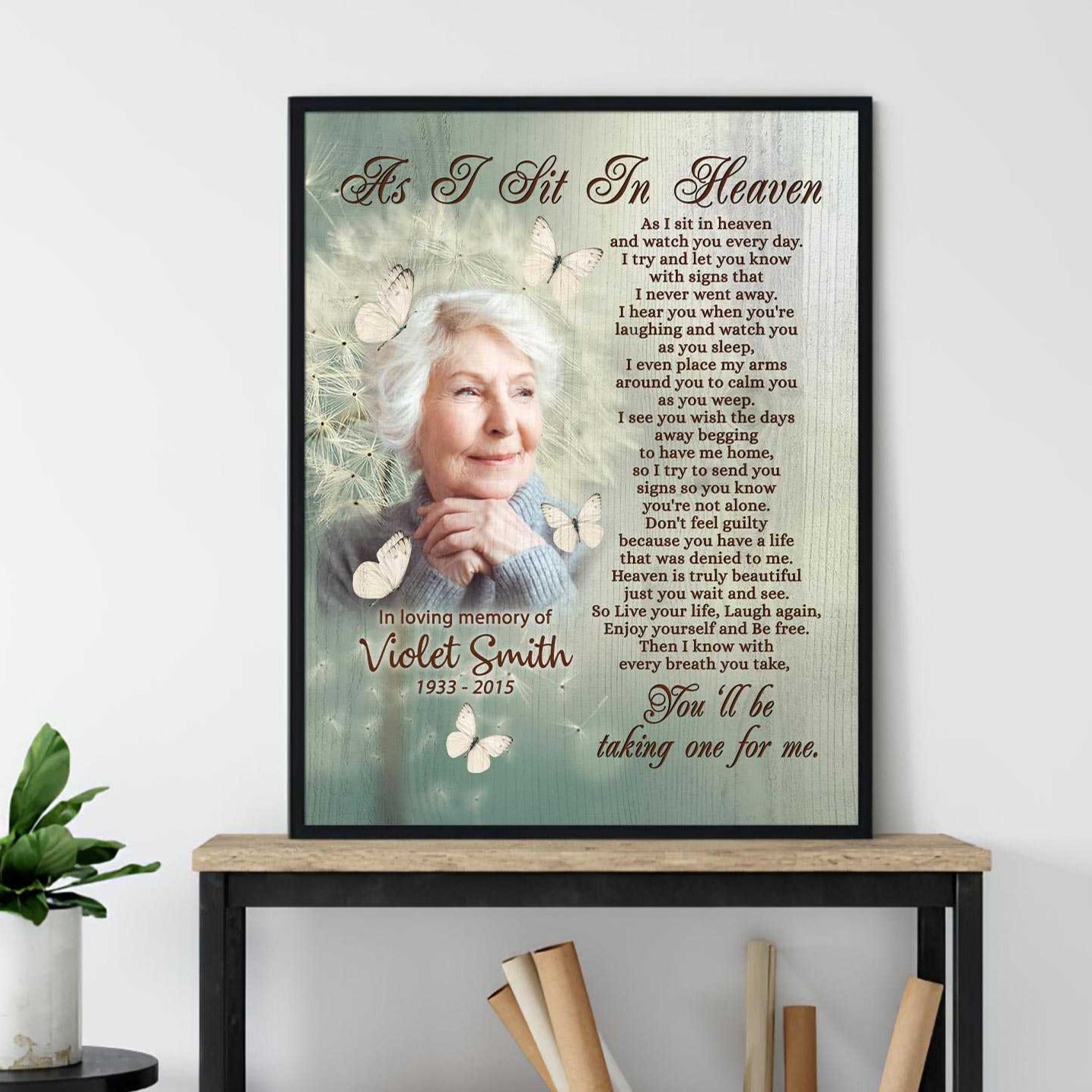 Sympathy Gifts For Loss Of Mother, As I Sit in Heaven Memorial Canvas, Loss of Mother Gift Ideas