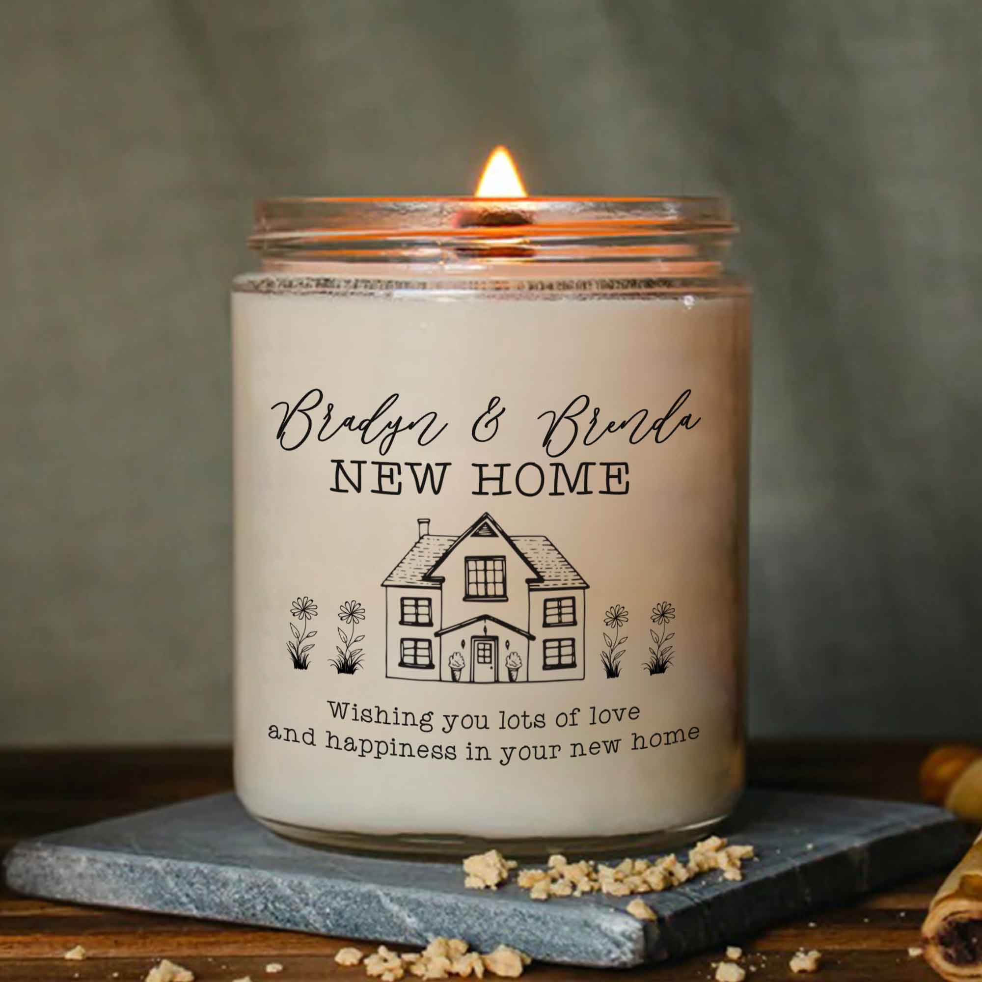 New Home Personalized Candle Gift, Housewarming Candle For Best Friend, Realtor Closing Gift Custom Soy Wax Candle