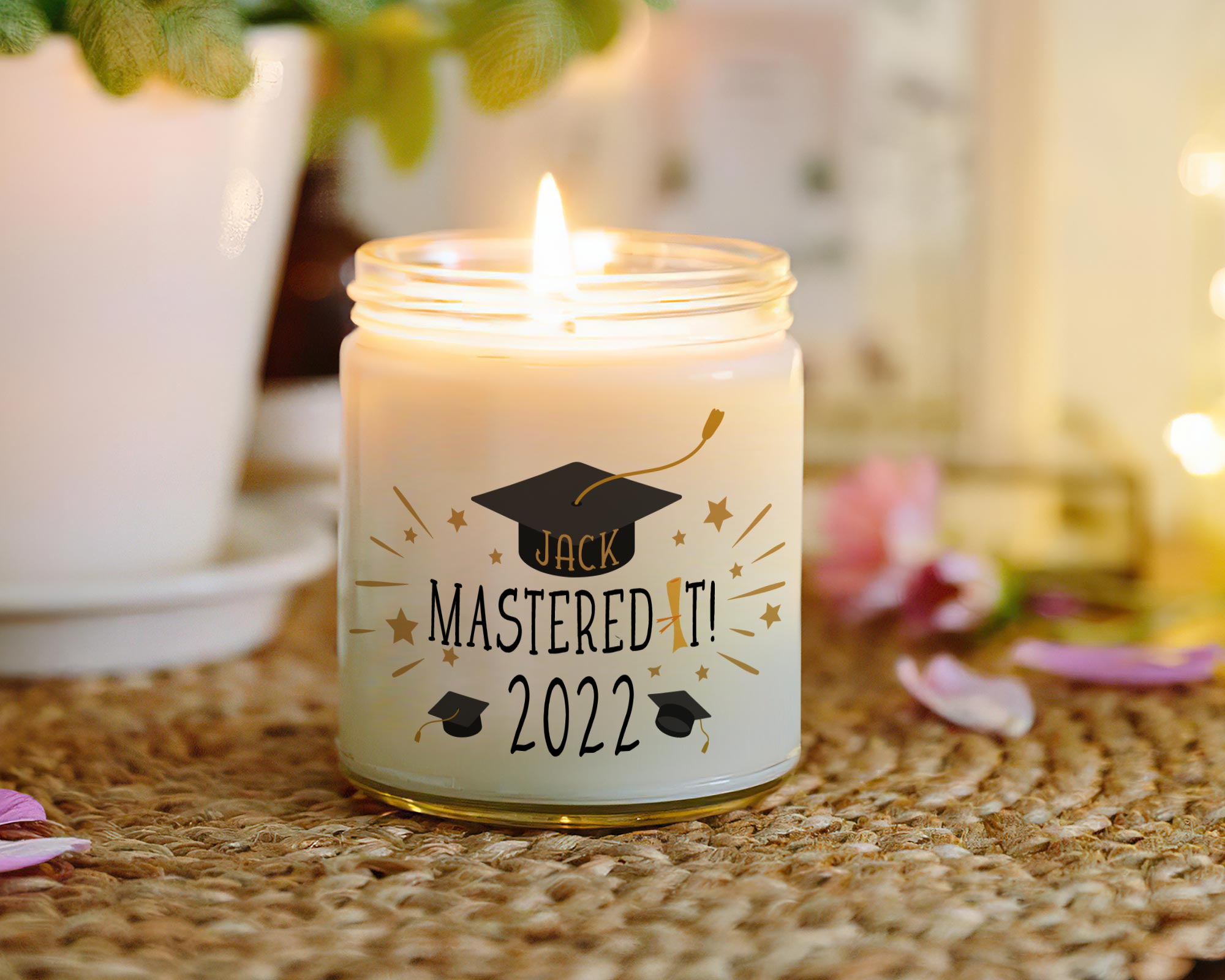 Mastered It Class Of 2022 Congratulations Gift, Personalized Graduation Masters Candle Gift, Best Friend Candle