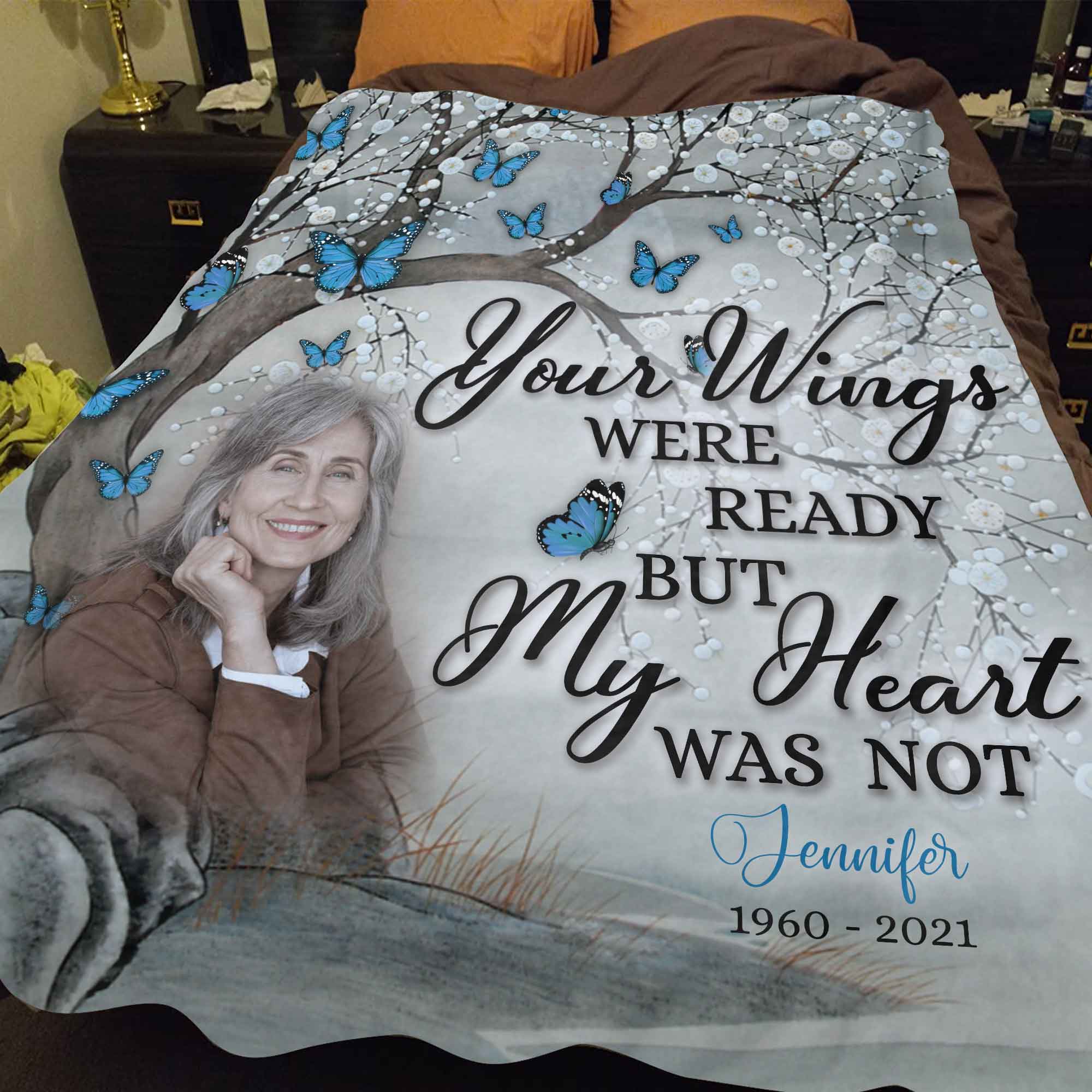 Personalized Memorial Blankets With Pictures For Loss Of Sister, Condolences Blankets, Your Wing Were Ready Blanket