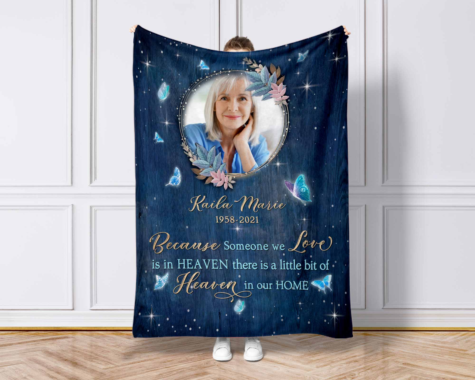 Memorial Blankets With Pictures For Loss Of Mother, Sympathy Blanket For Funeral, Bereavement Blanket