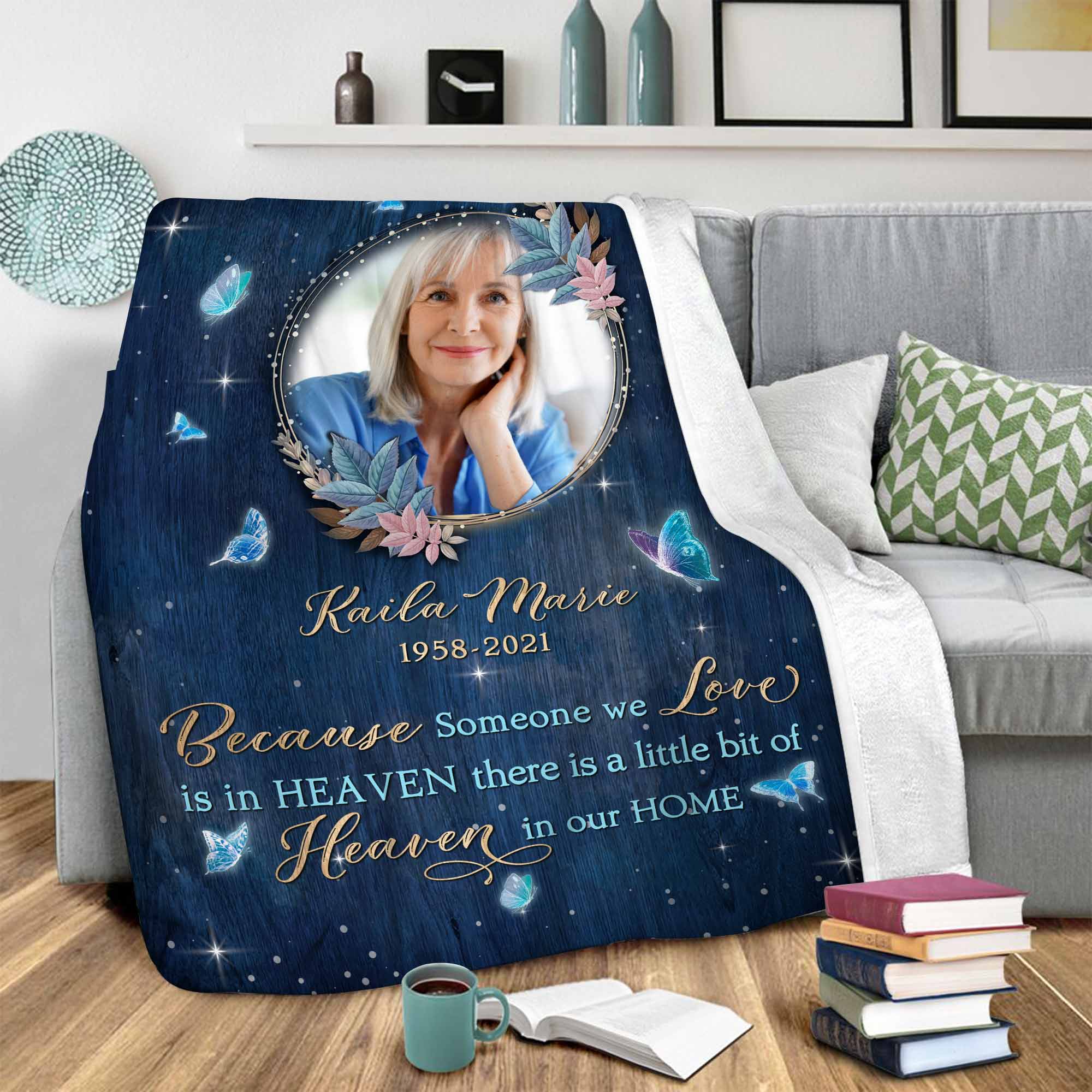 Memorial Blankets With Pictures For Loss Of Mother, Sympathy Blanket For Funeral, Bereavement Blanket