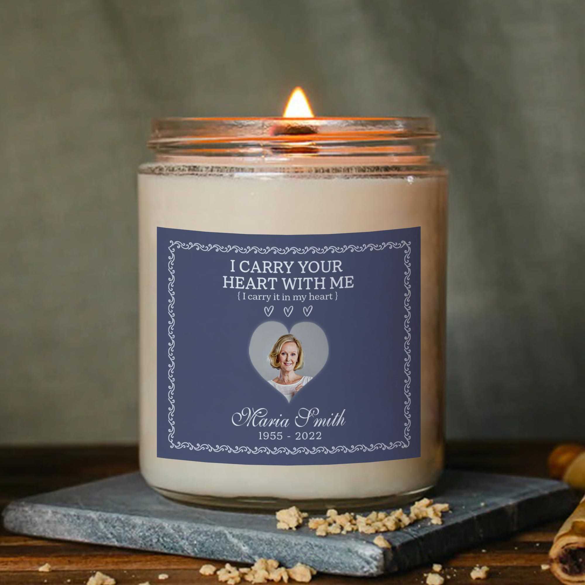 Sympathy Candle Loss Of Mother, In Loving Memory Candle, Memorial Candle With Picture