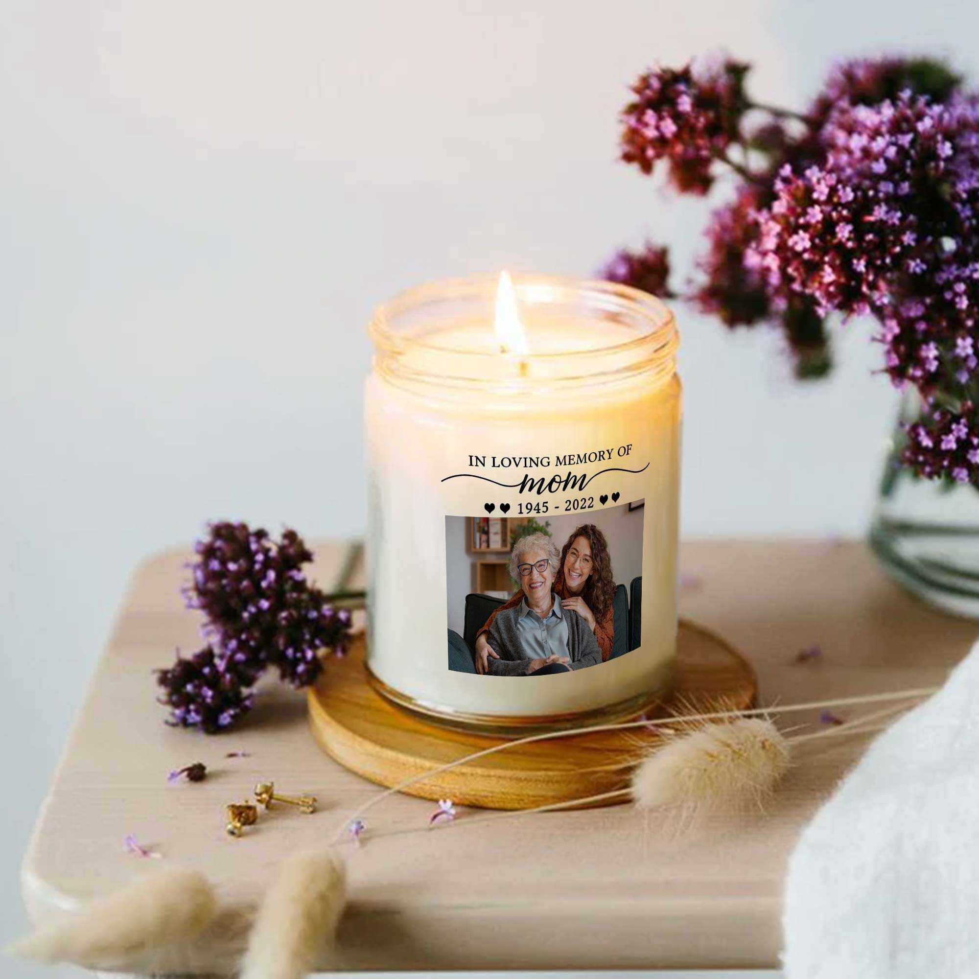 Sympathy Candle Mothers Day Gift, Memorial Candle With Picture, Remembrance Candle Loss Of Mother