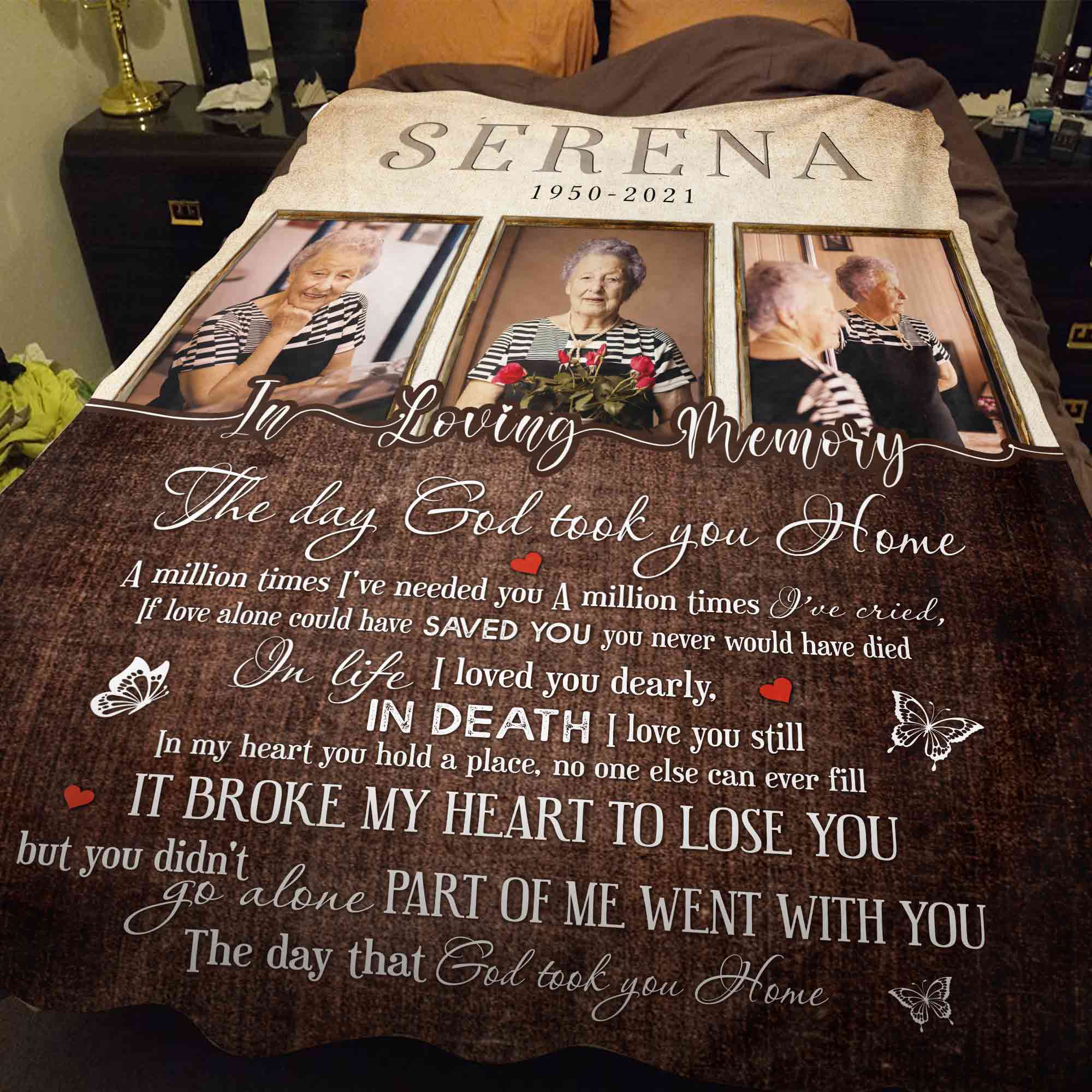 Memorial Blankets With Photo For Funerals, Memorial Gift Loss Of Mother, The Day God Took You Home, Remembrance Memorial Blankets