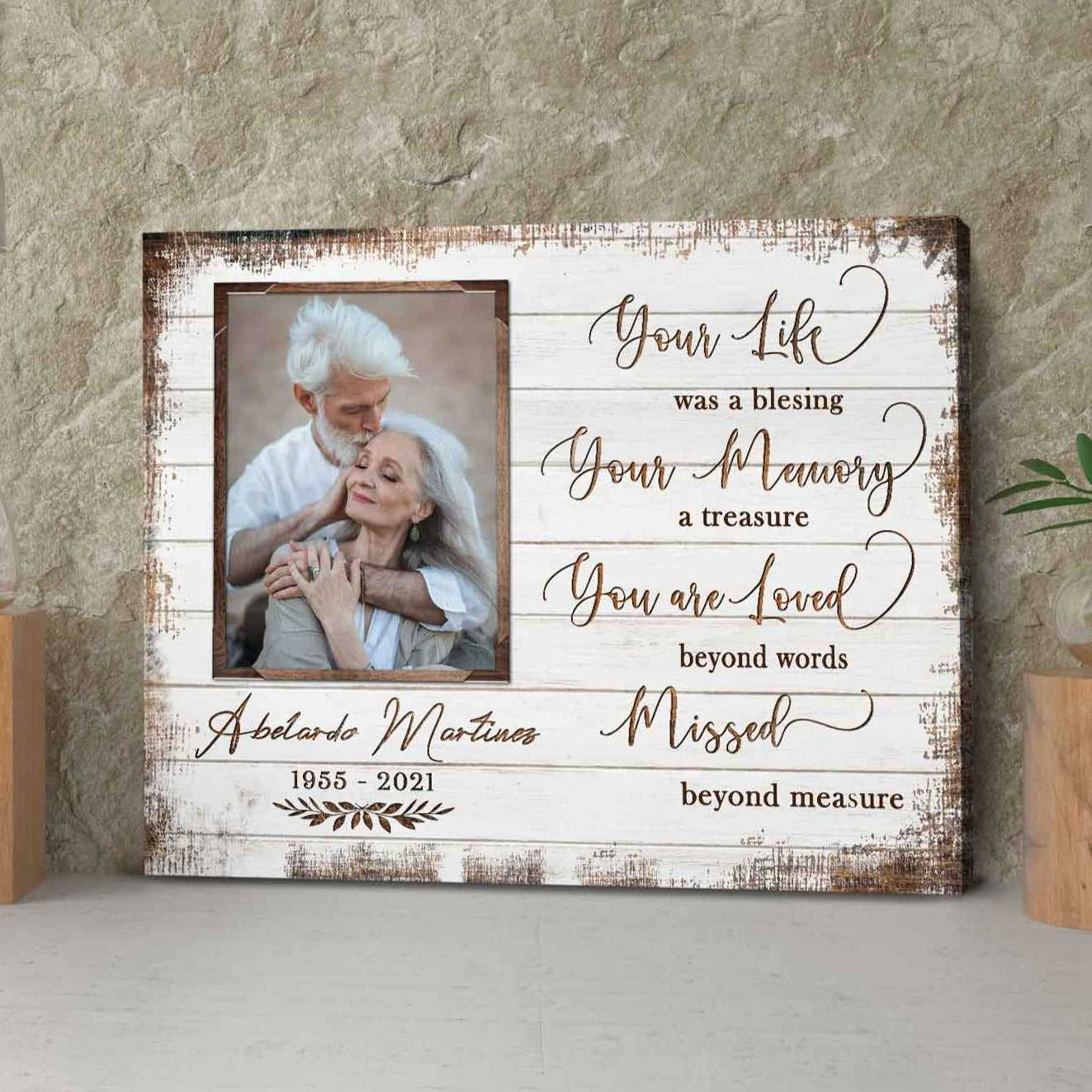 Loss Of Husband Memorial Canvas Prints, Fathers Day Gift, In Loving Memory Photo Canvas, Photo Memory Gift