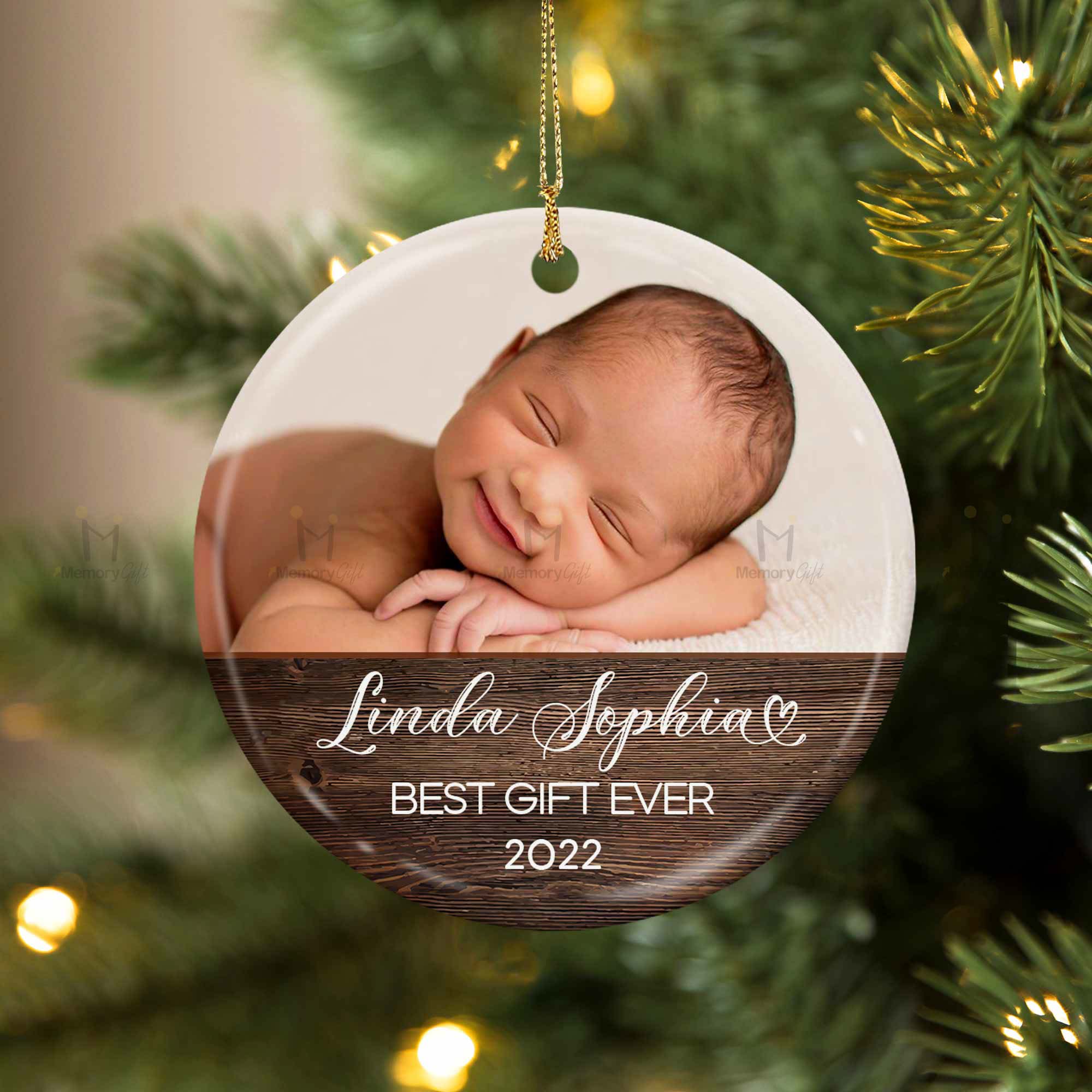 baby's first christmas photo ornament