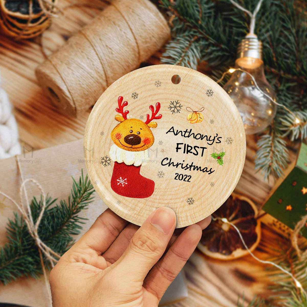 Babys First Christmas Ornament Personalized | First Christmas Stock ...