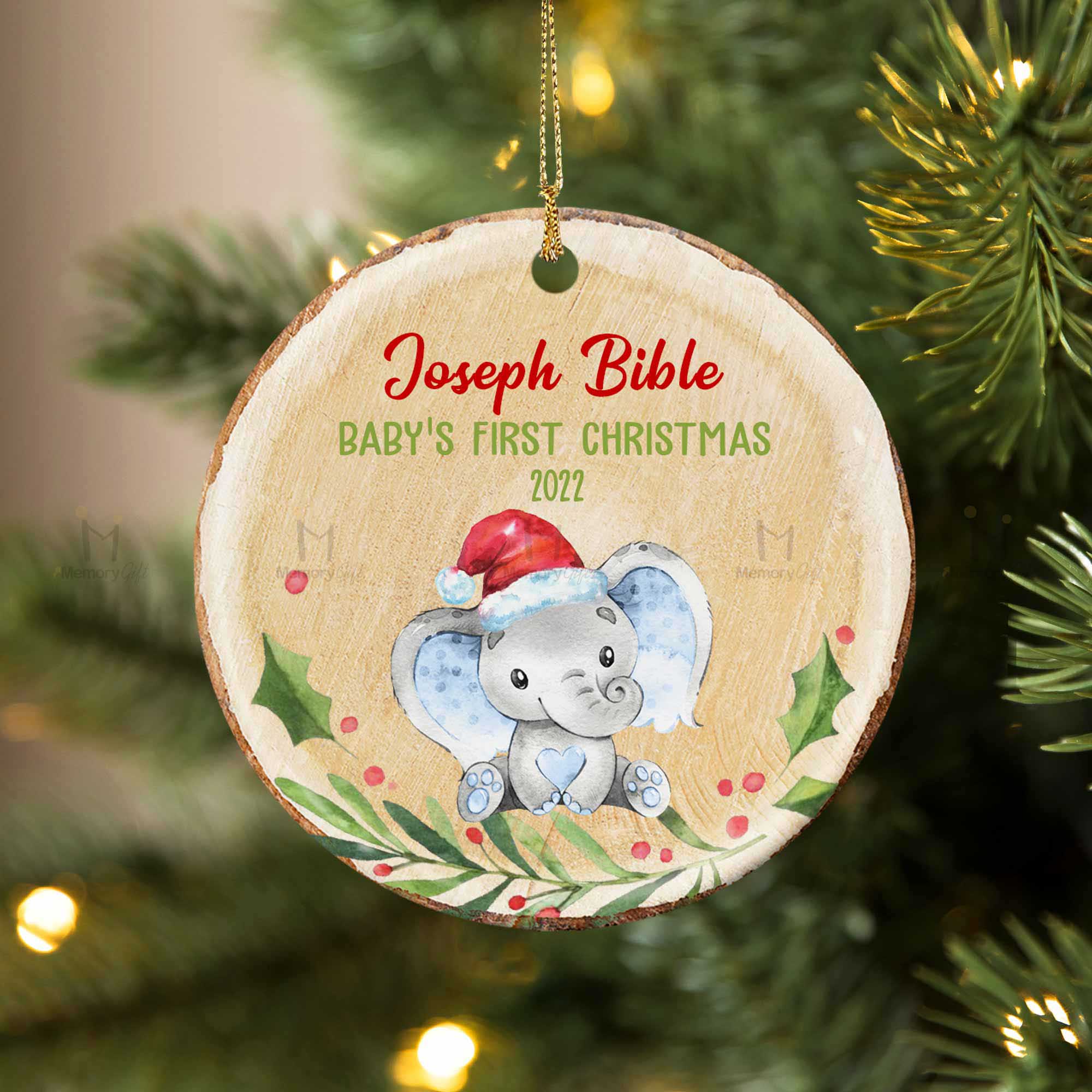 Babys First Ornament | Elephant Woodland Baby's 1st Christmas Gift Idea ...
