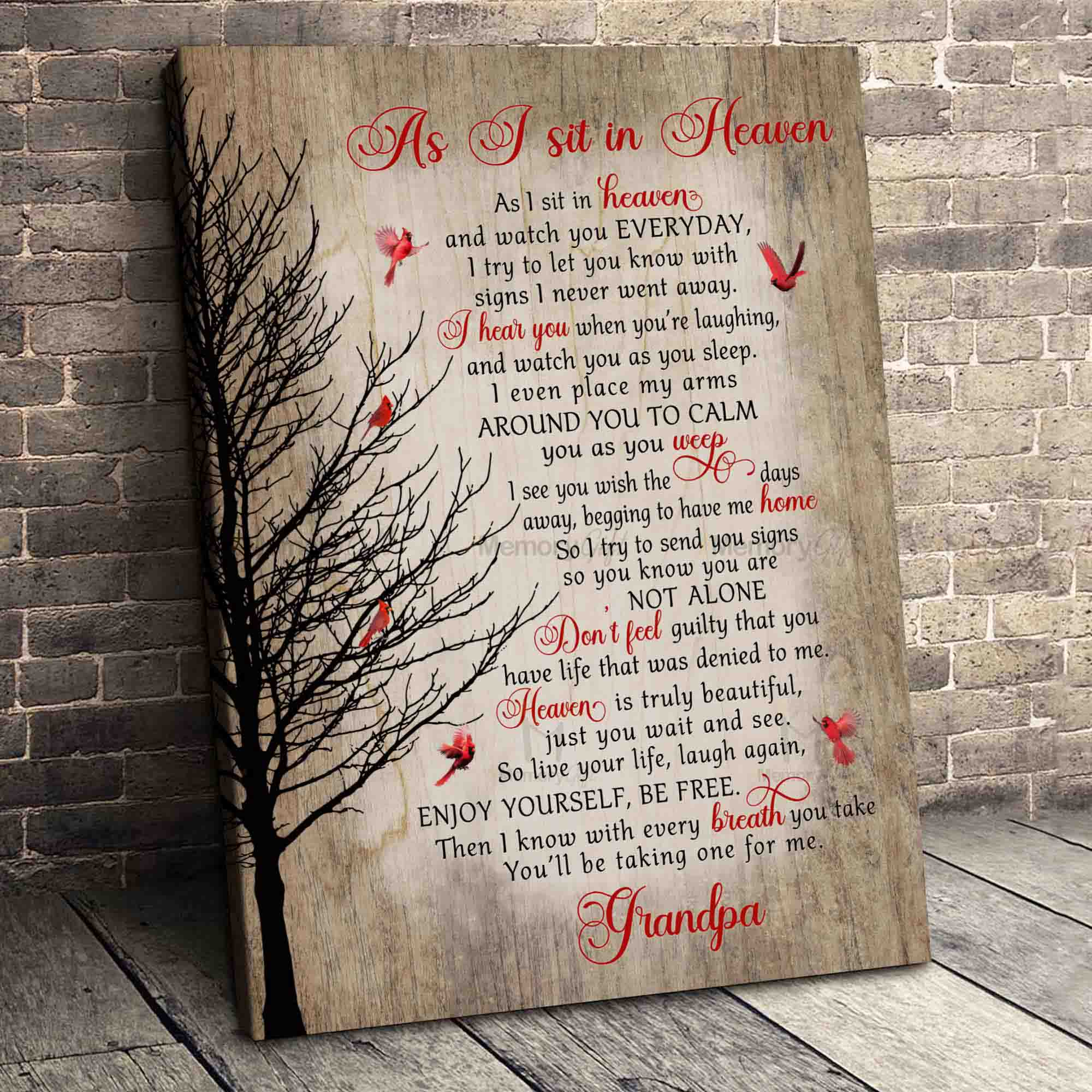 Cardinal Memory Gift Cardinal Remembrance Gifts | As I Sit in Heaven | Personalized Canvas ...