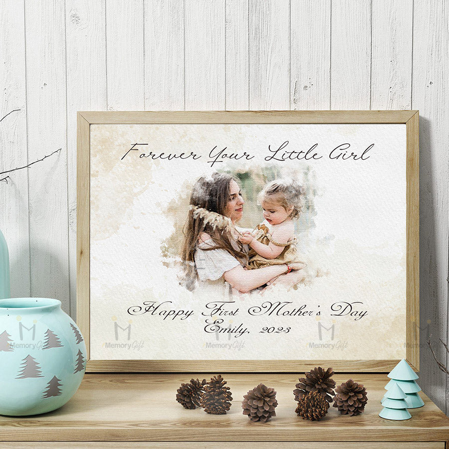 First Time Mom Mothers Day Gift Custom Photo Portrait Canvas