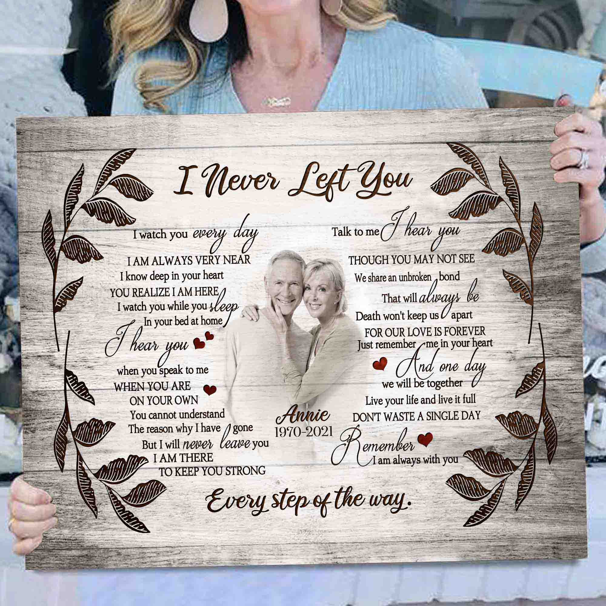 i never left you canvas in memory of mom gifts