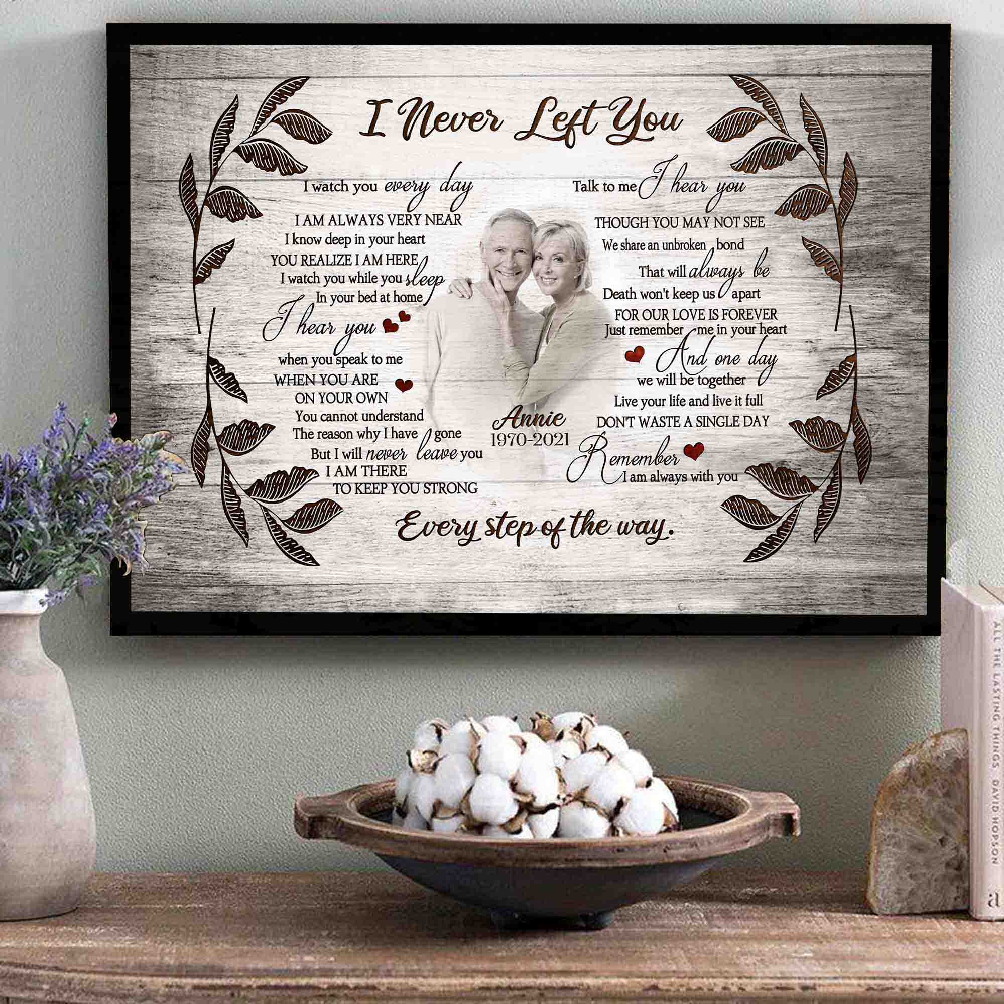i never left you canvas in memory of mom gifts