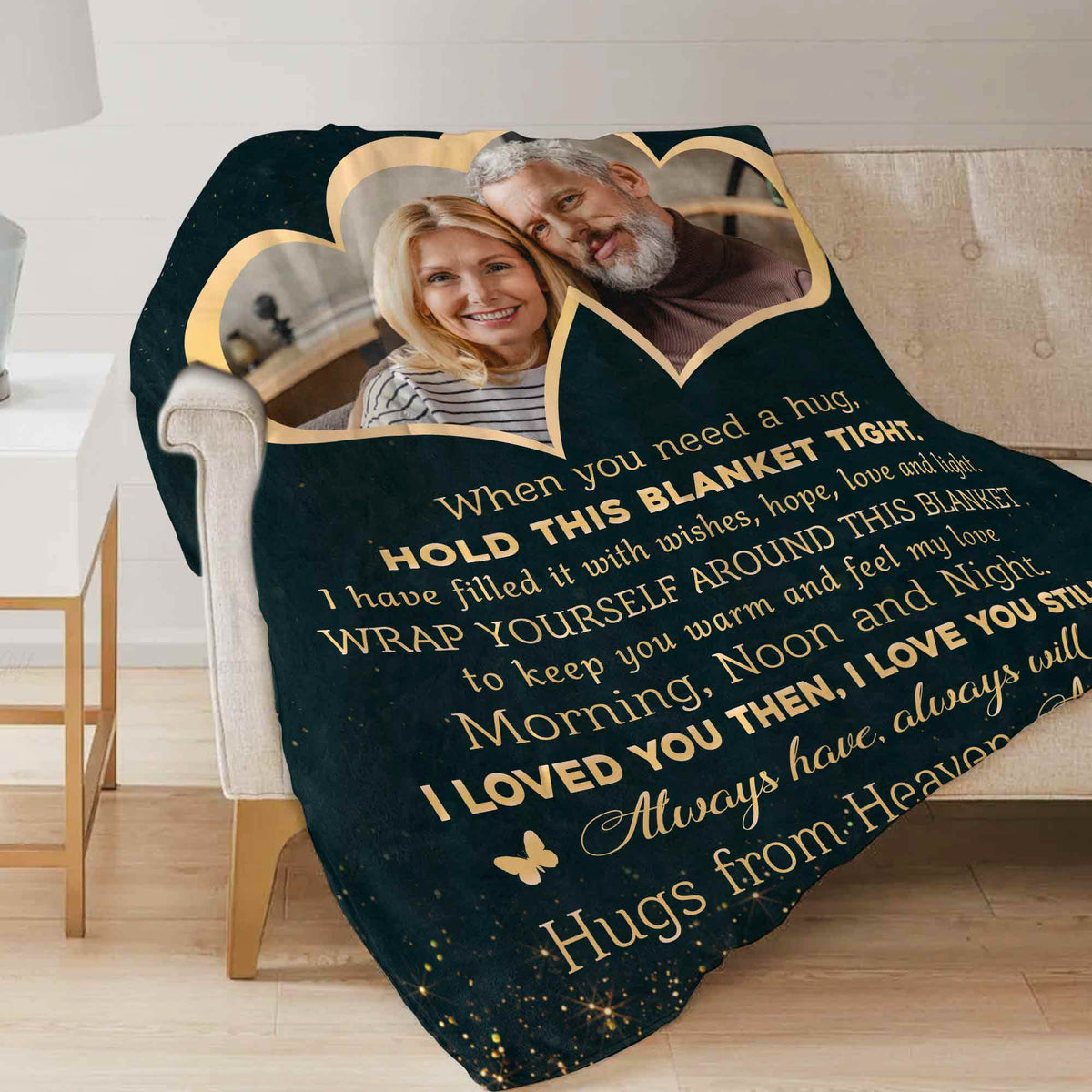 Heart Shape in Loving Memory Blankets, Personalized Memorial Gifts for