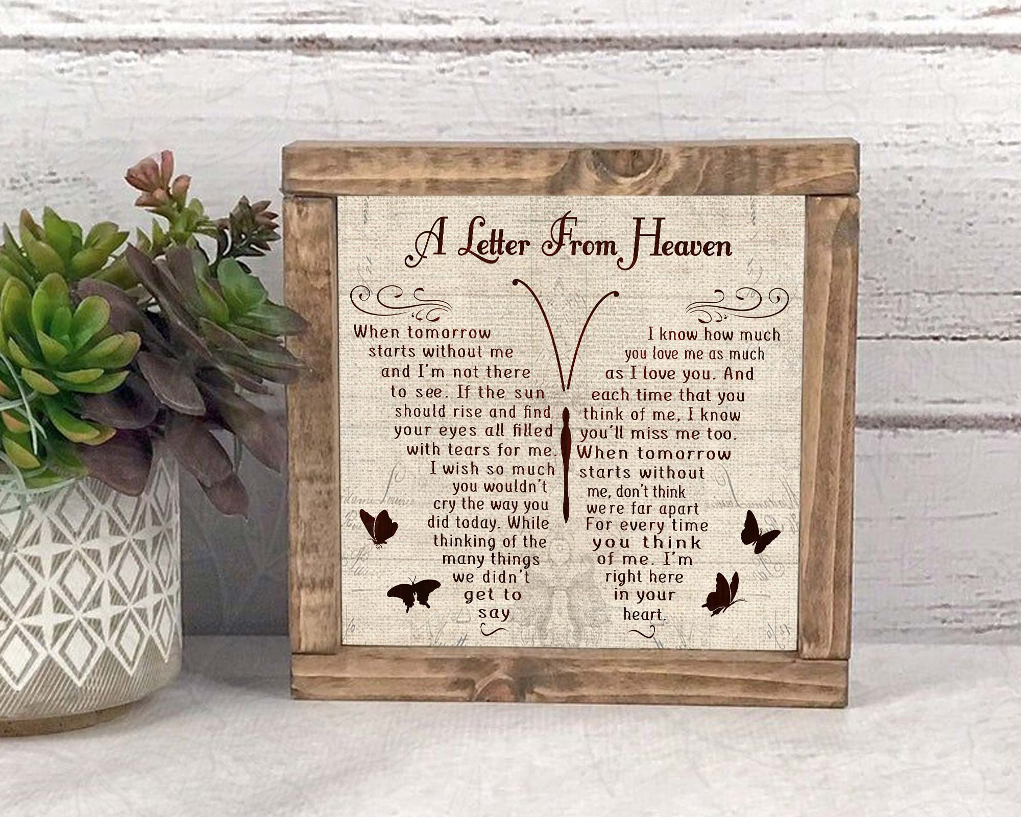 Memory Stuff In Loving Memory Gifts | A Letter from Heaven Butterfly Canvas ...