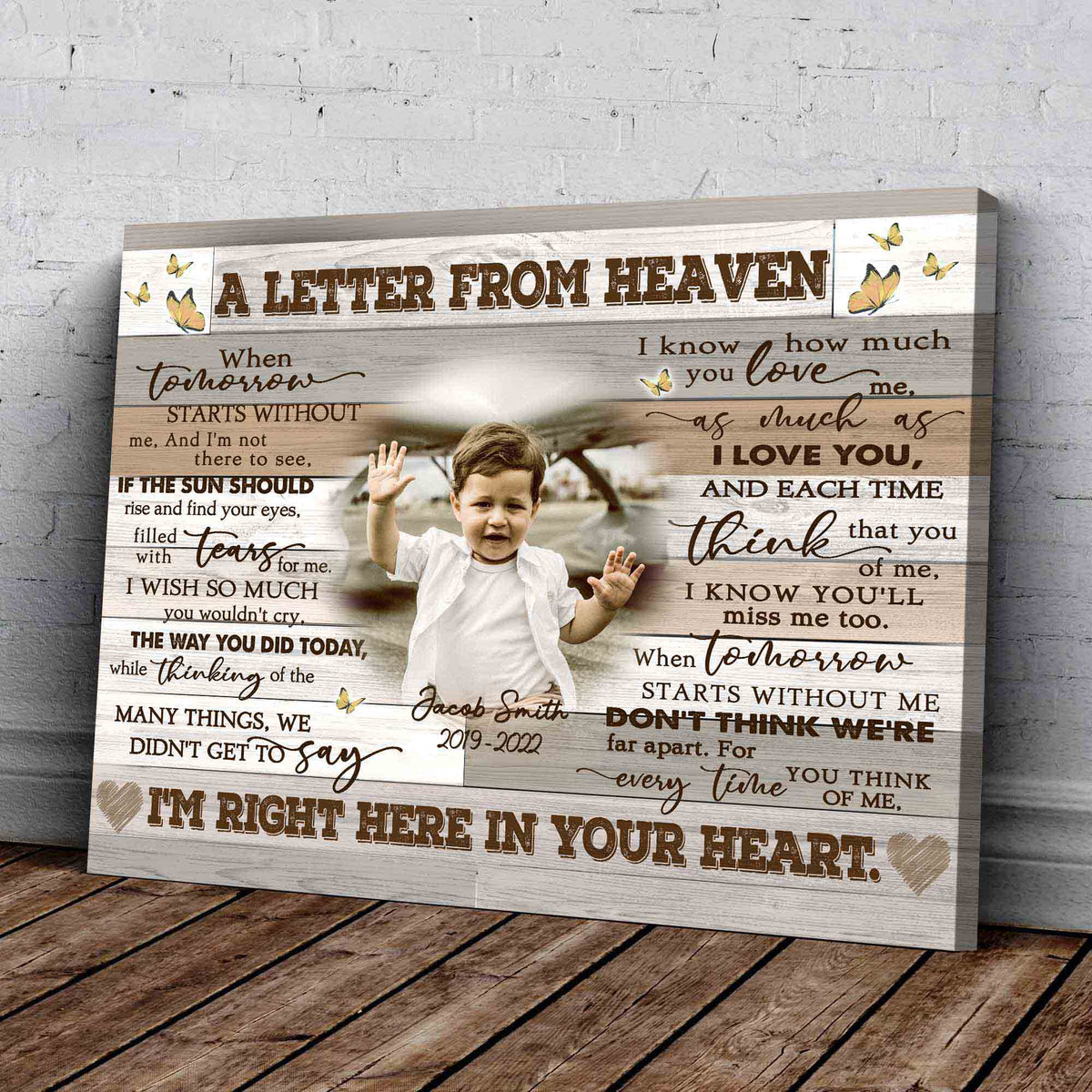 Loss of Child Memorial Gifts | a Letter from Heaven Canvas | In Memory ...