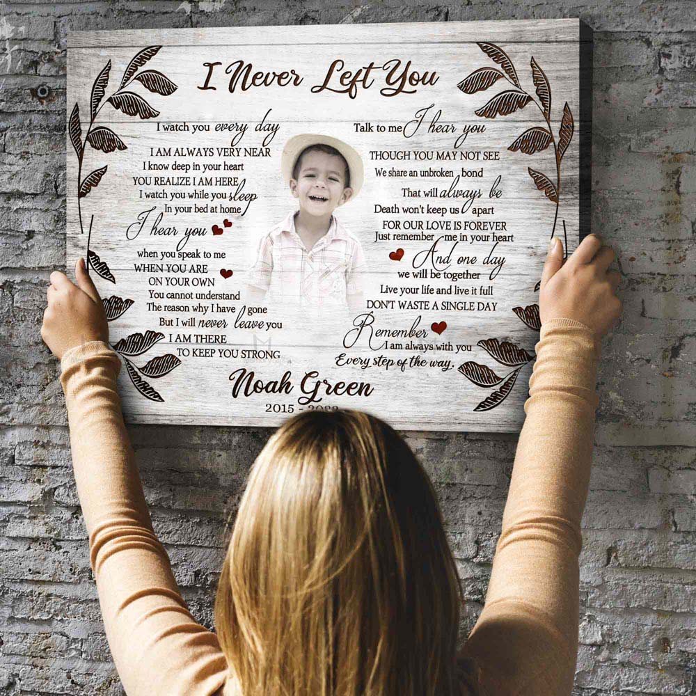 Memorial Gift Loss of Son, Personalized I Never Left You Canvas