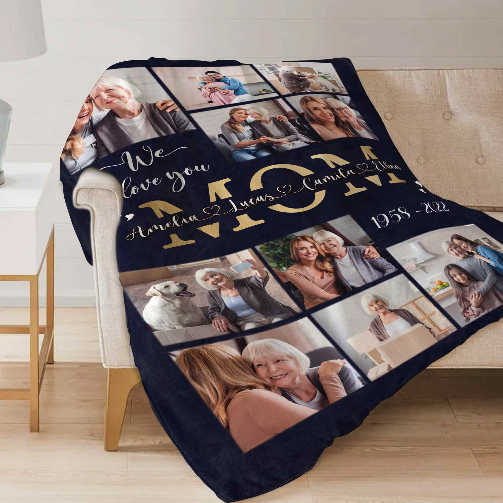 Memory Stuff Memory Photo Blanket for Loss of Mom, in Loving Memory Gifts for Loss ...