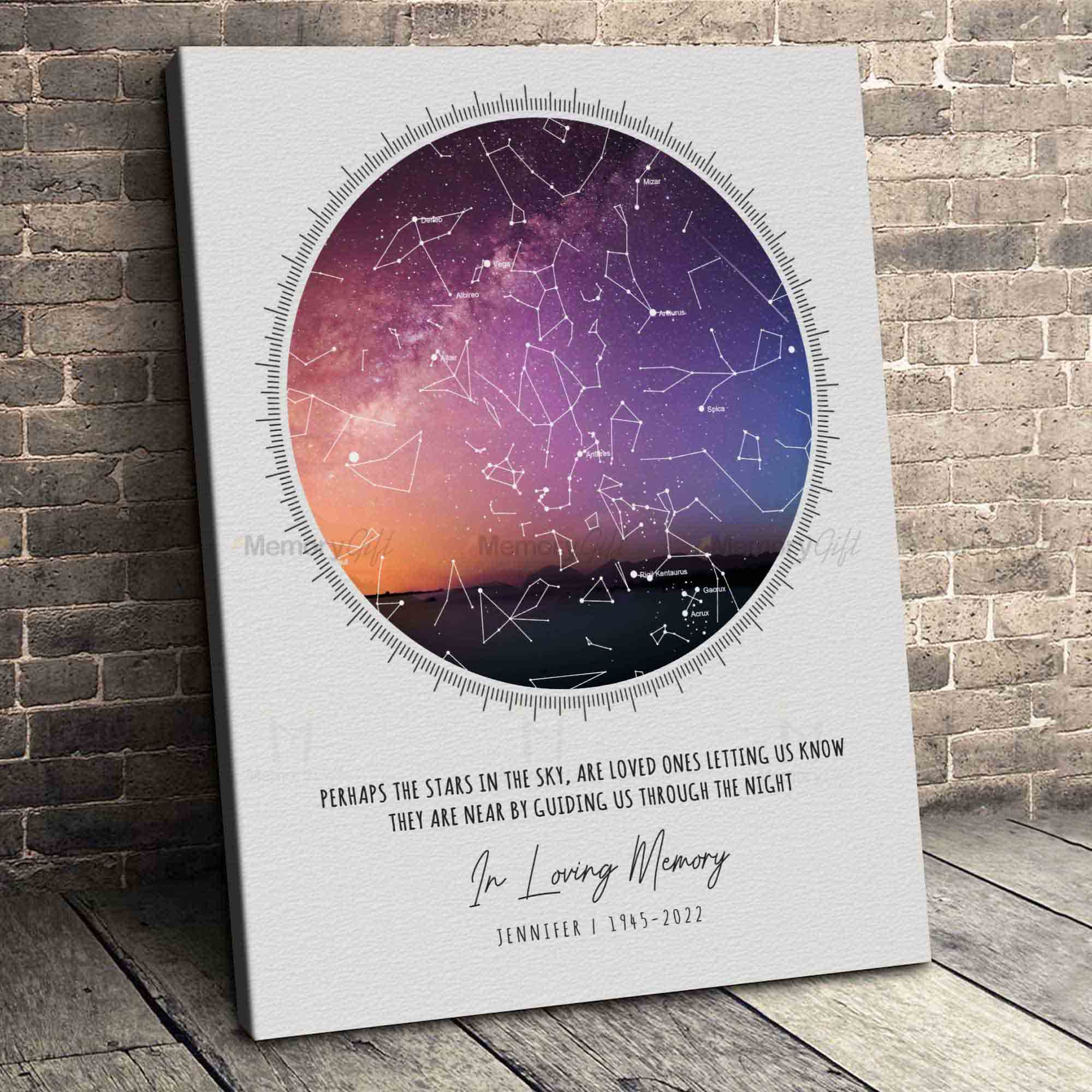 Memory Star Map | Custom Canvas Wall Art | 8x10 inches, 11x14 inches ...