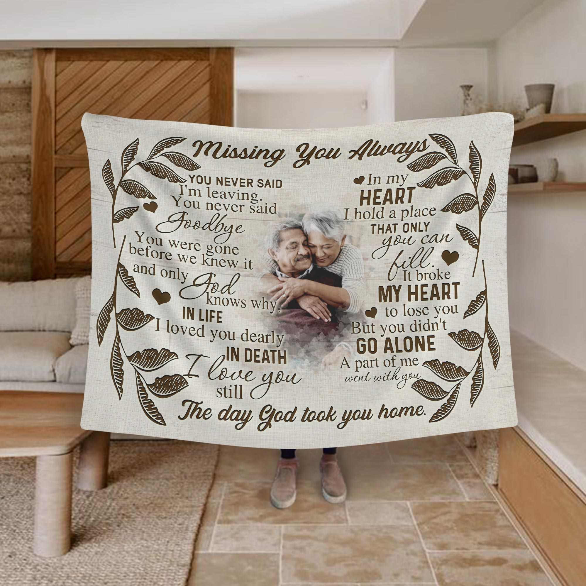 Personalized Memorial Blankets For Loss Of Mother/Father, Bereavement Poem Missing You Always Custom Fleece Blanket