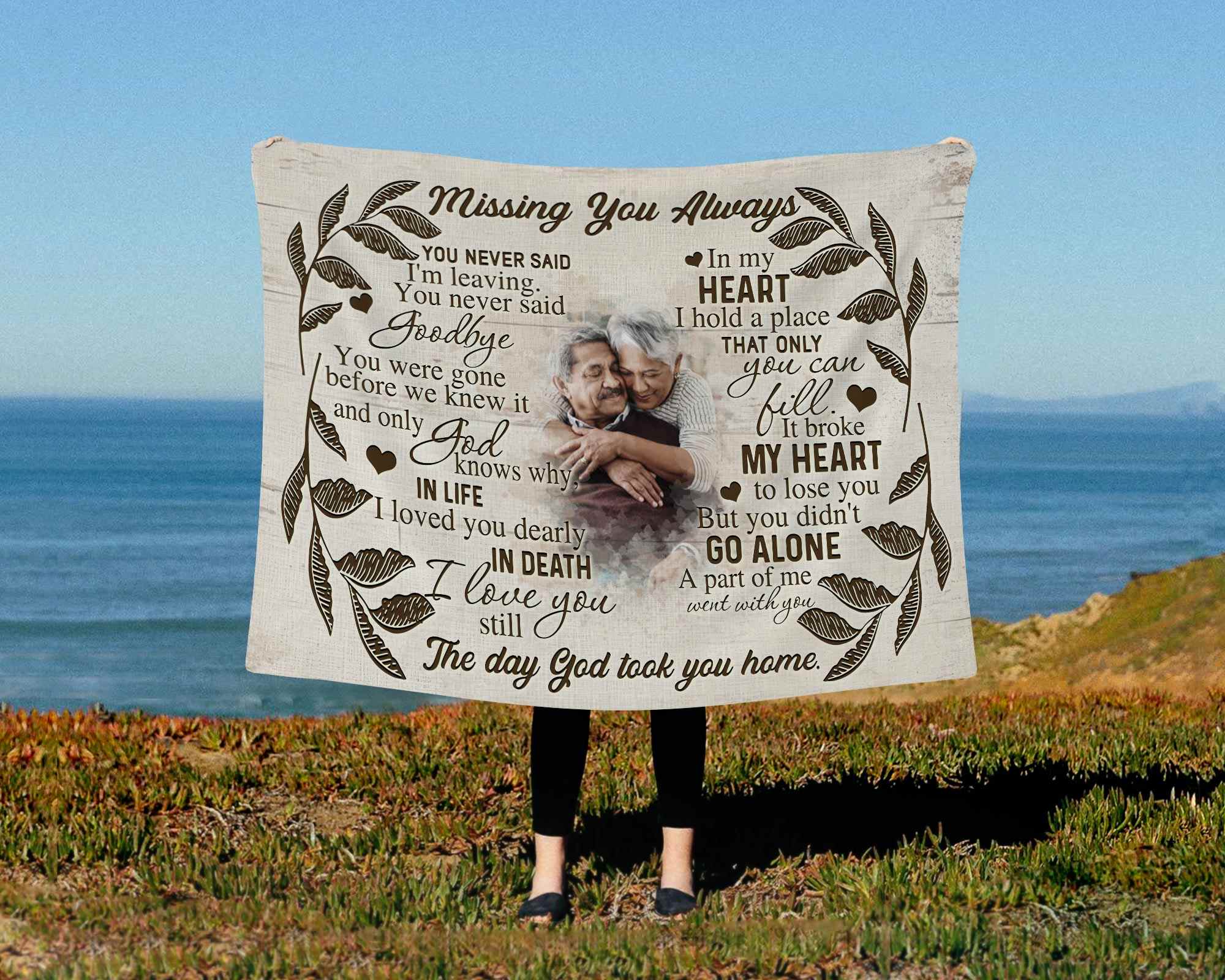 Personalized Memorial Blankets For Loss Of Mother/Father, Bereavement Poem Missing You Always Custom Fleece Blanket